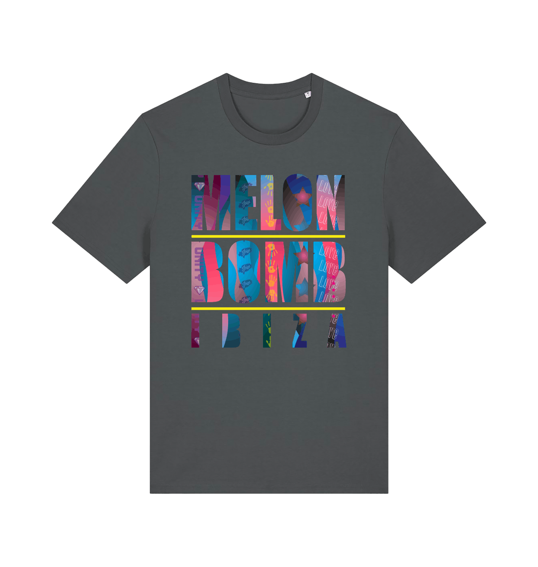 Melon Bomb Ibiza Logo Print Unisex Organic T Shirt-Essential Republik-Essential Republik