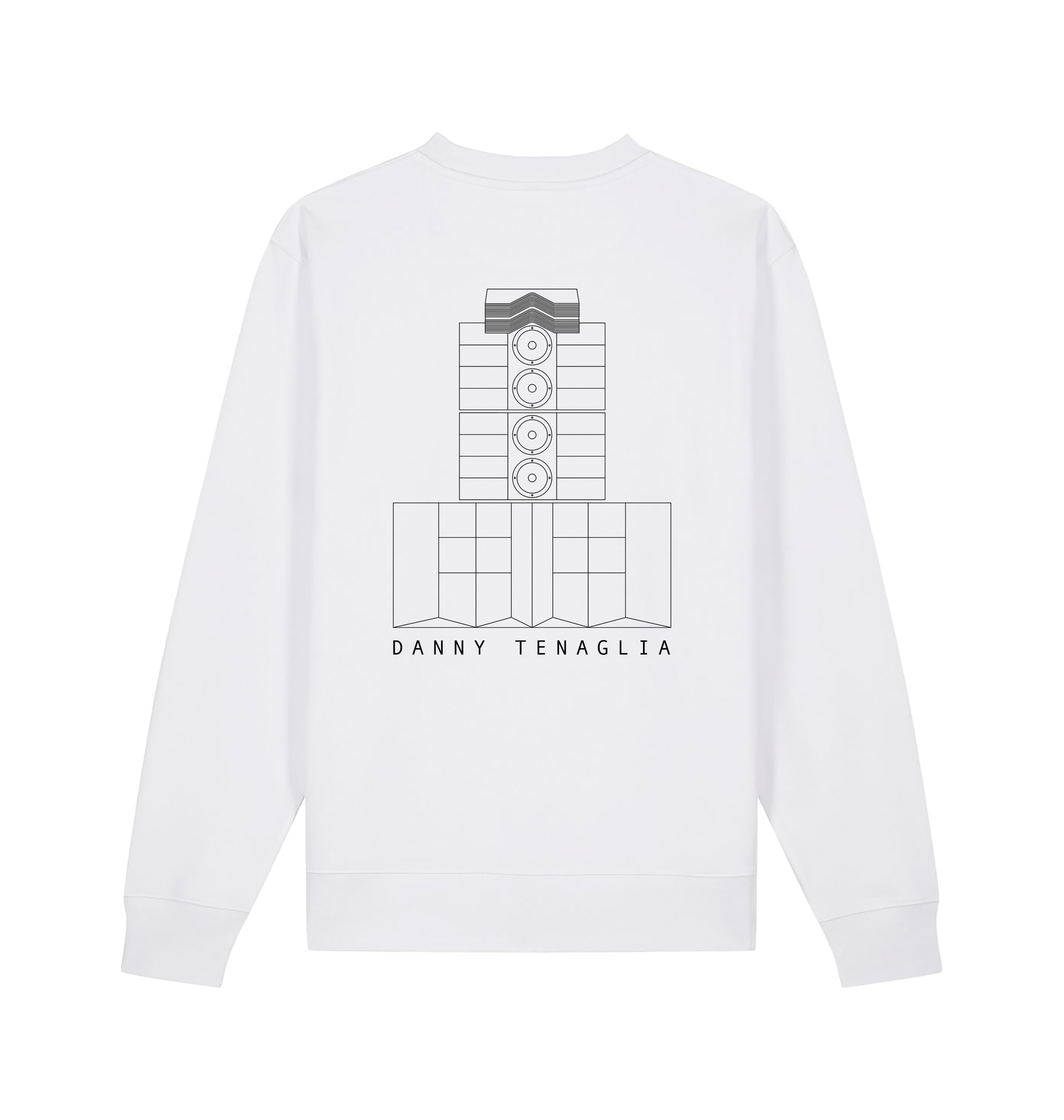 Danny Tenaglia STAX Stencil Logo Unisex White Sweatshirt-Essential Republik-Essential Republik