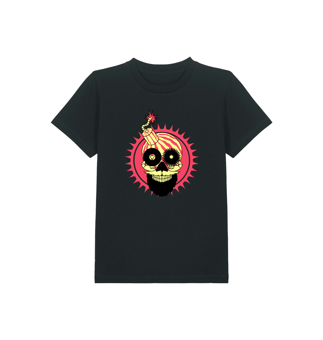 Melon Bomb Skull Logo Print Kid's Organic T Shirt-Essential Republik-Essential Republik