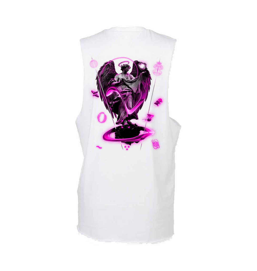 Renaissance archangel raw edge vest in white-Renaissance-Essential Republik