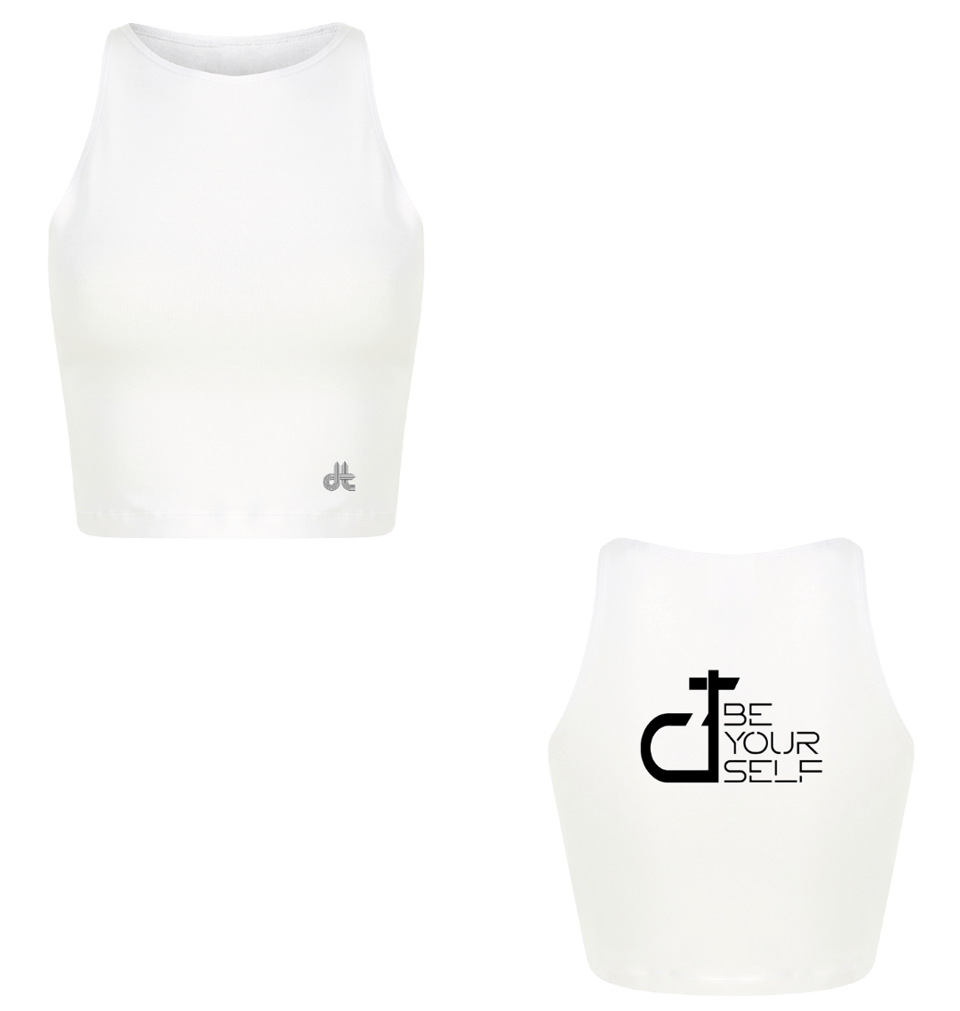 Danny Tenaglia Be Yourself Logo Print Women's White Cropped Top-Essential Republik-Essential Republik