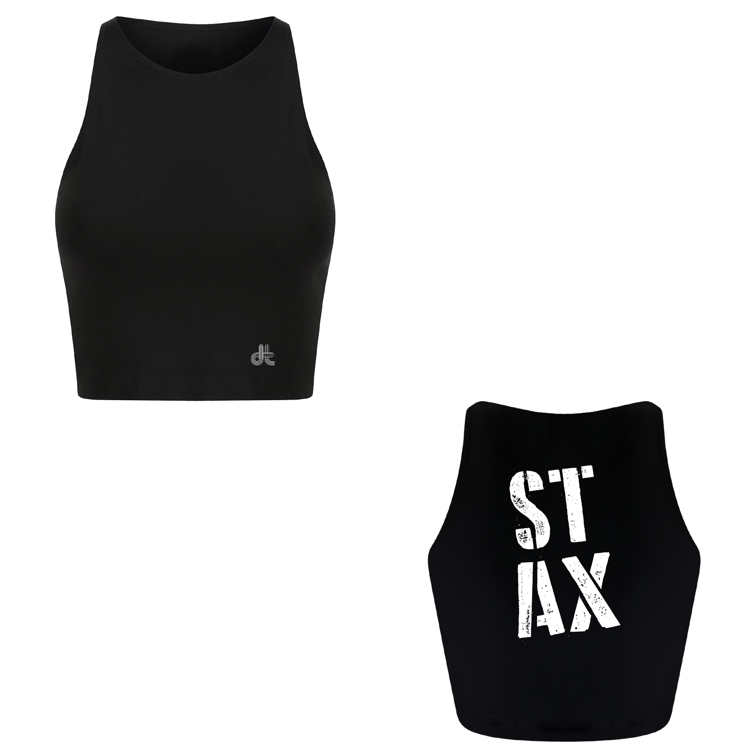 Danny Tenaglia STAX Logo Print Women's Black Cropped Top-Essential Republik-Essential Republik