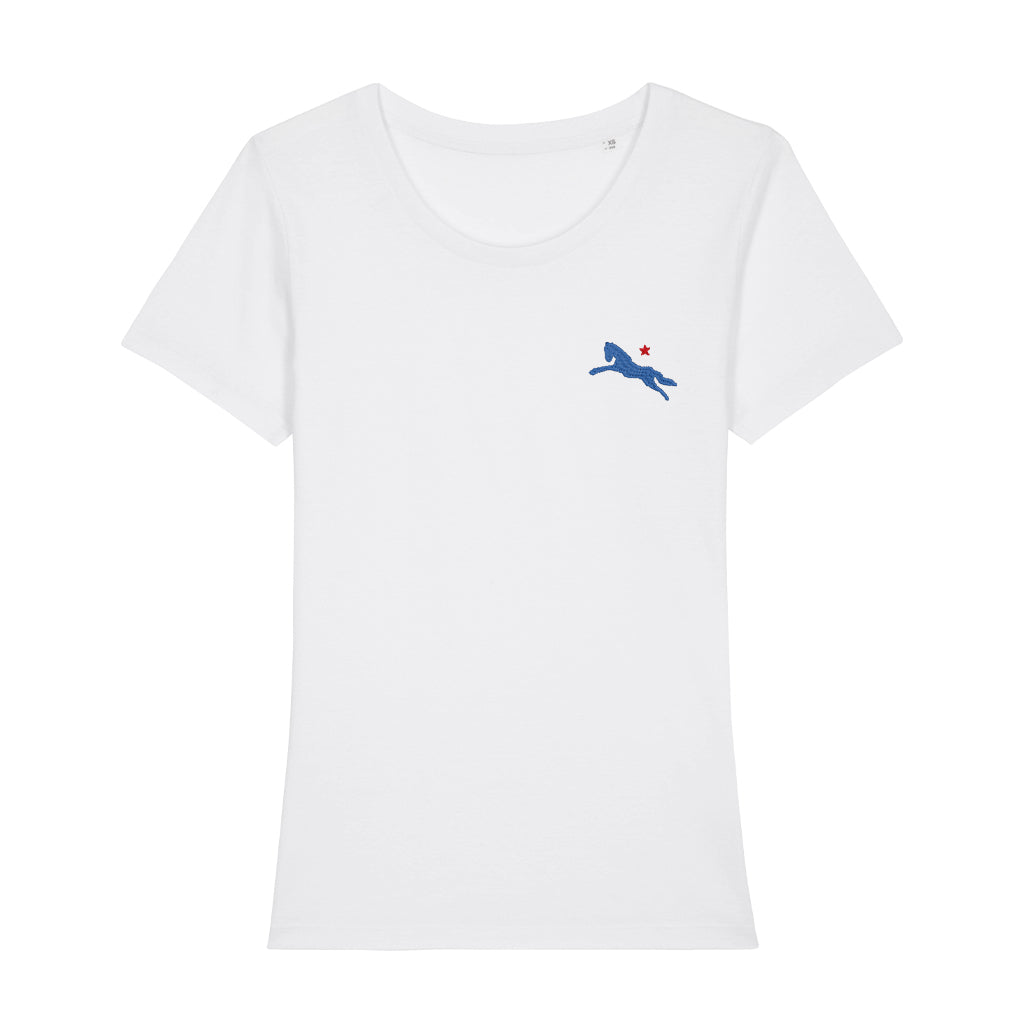 Jockey Club Blue And Red Embroidered Logo Women's Iconic Fitted T-Shirt-Jockey Club-Essential Republik