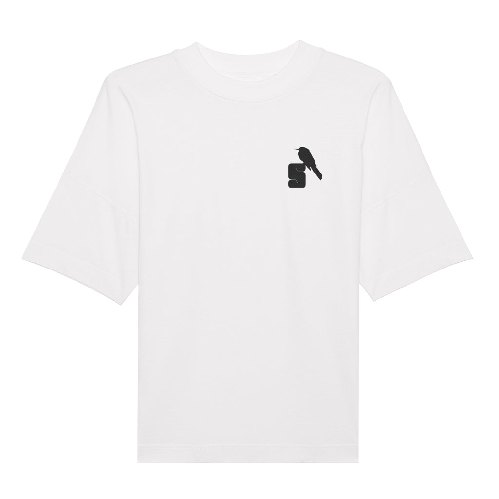 SAYTEK Black Embroidered S Logo Unisex Heavy Drop Shoulder T-Shirt-SAYTEK-Essential Republik