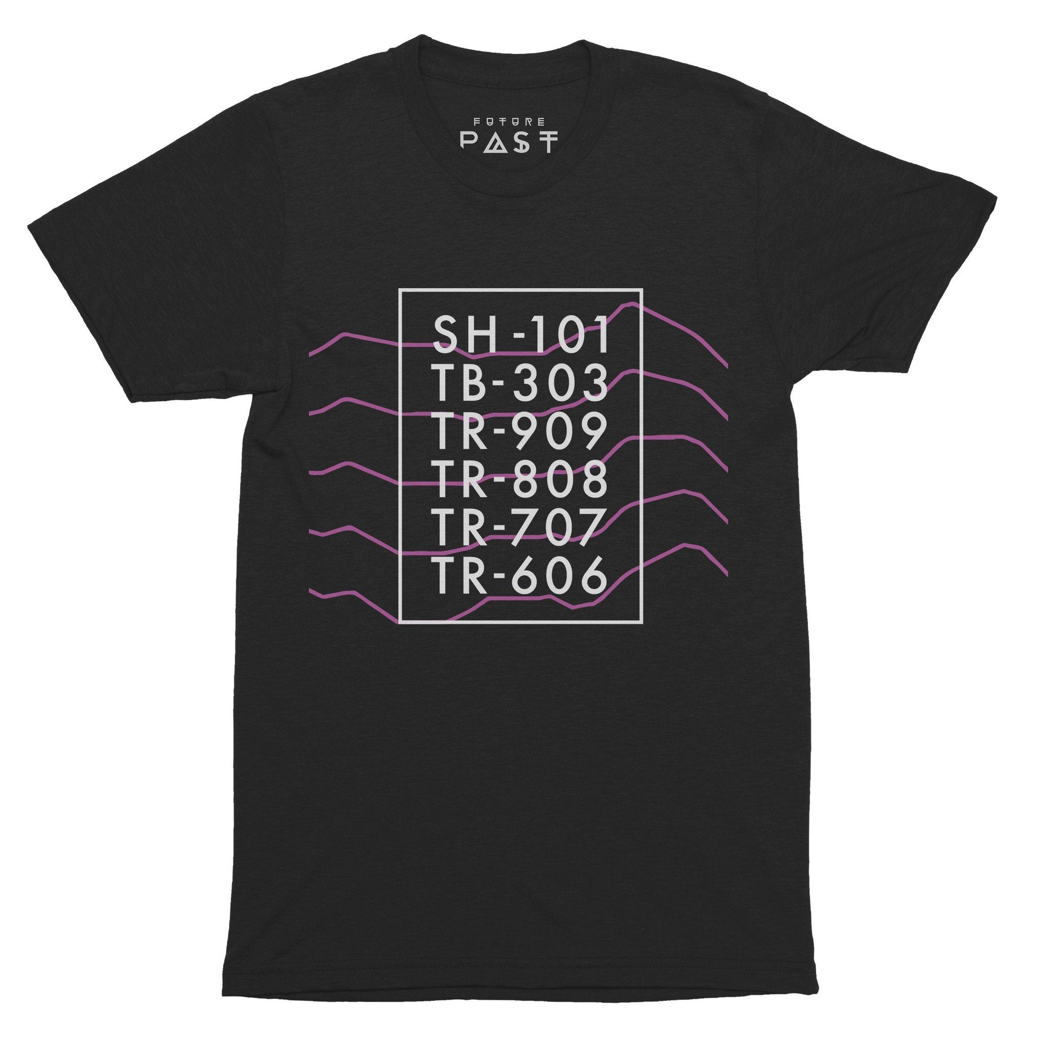 Iconic Synth Drum Machines T-Shirt / Black-Future Past-Essential Republik