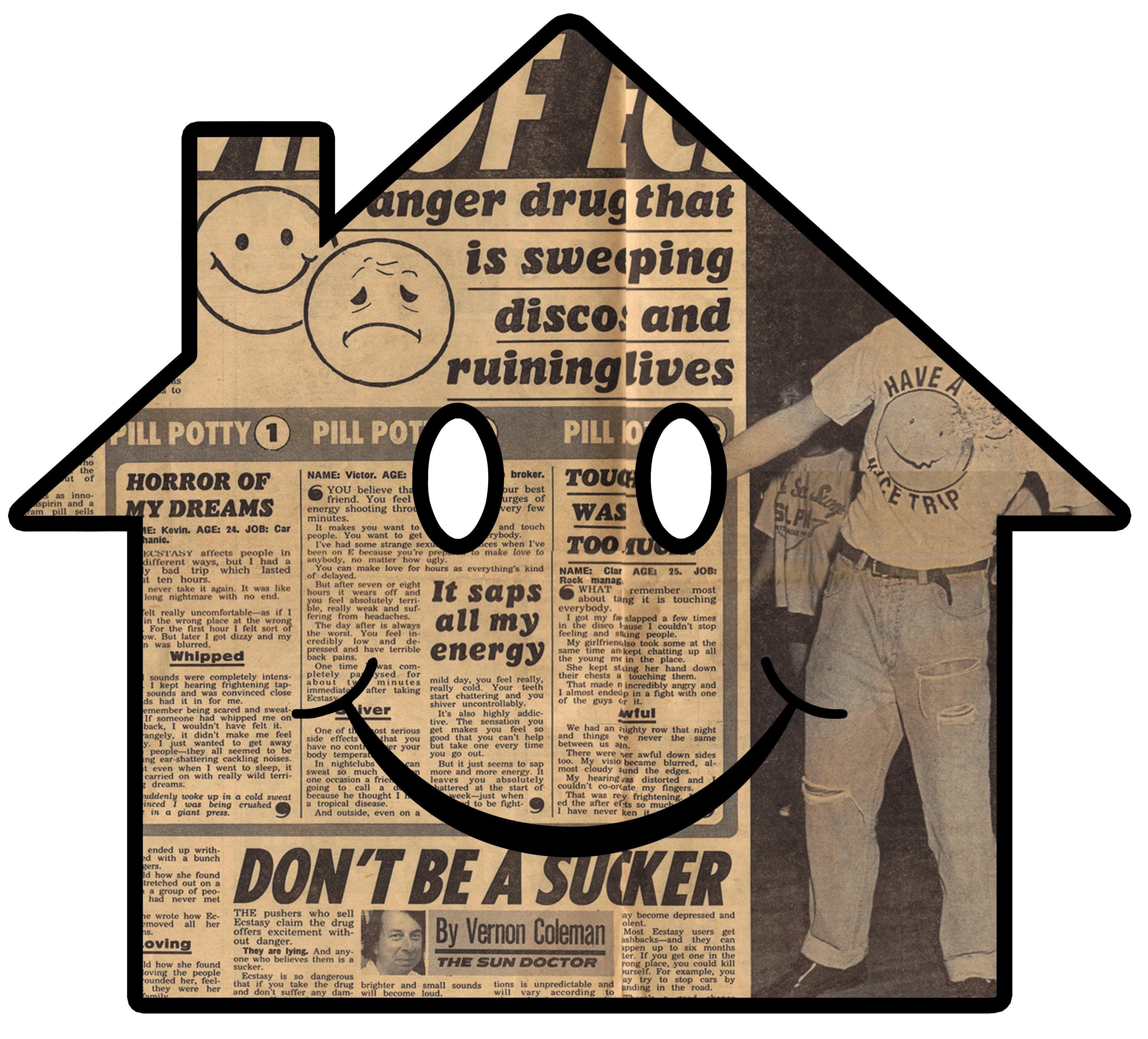 Acid House Sun T-Shirt / White-Future Past-Essential Republik