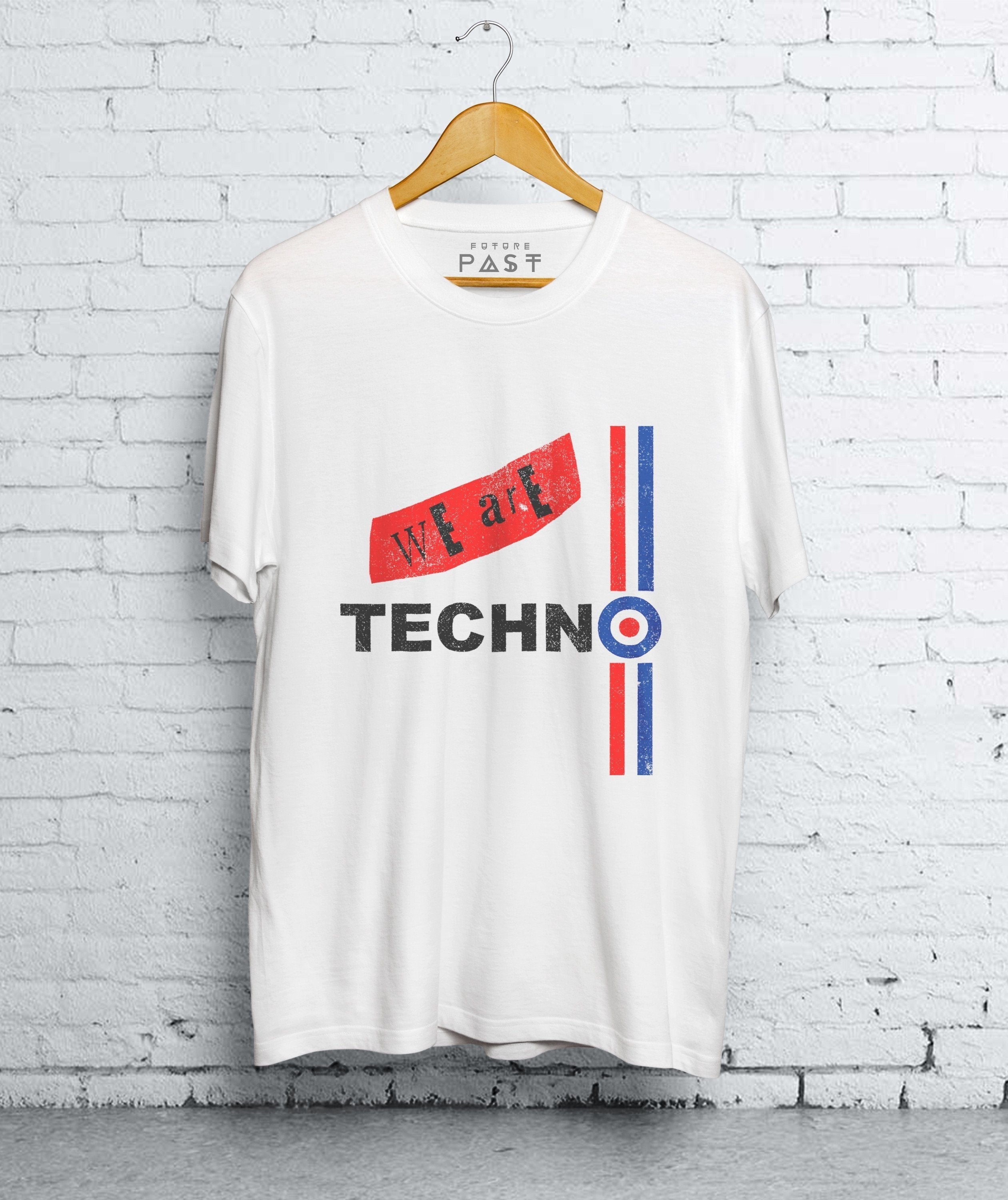 We Are Techno Not Mods T-Shirt / White-Future Past-Essential Republik