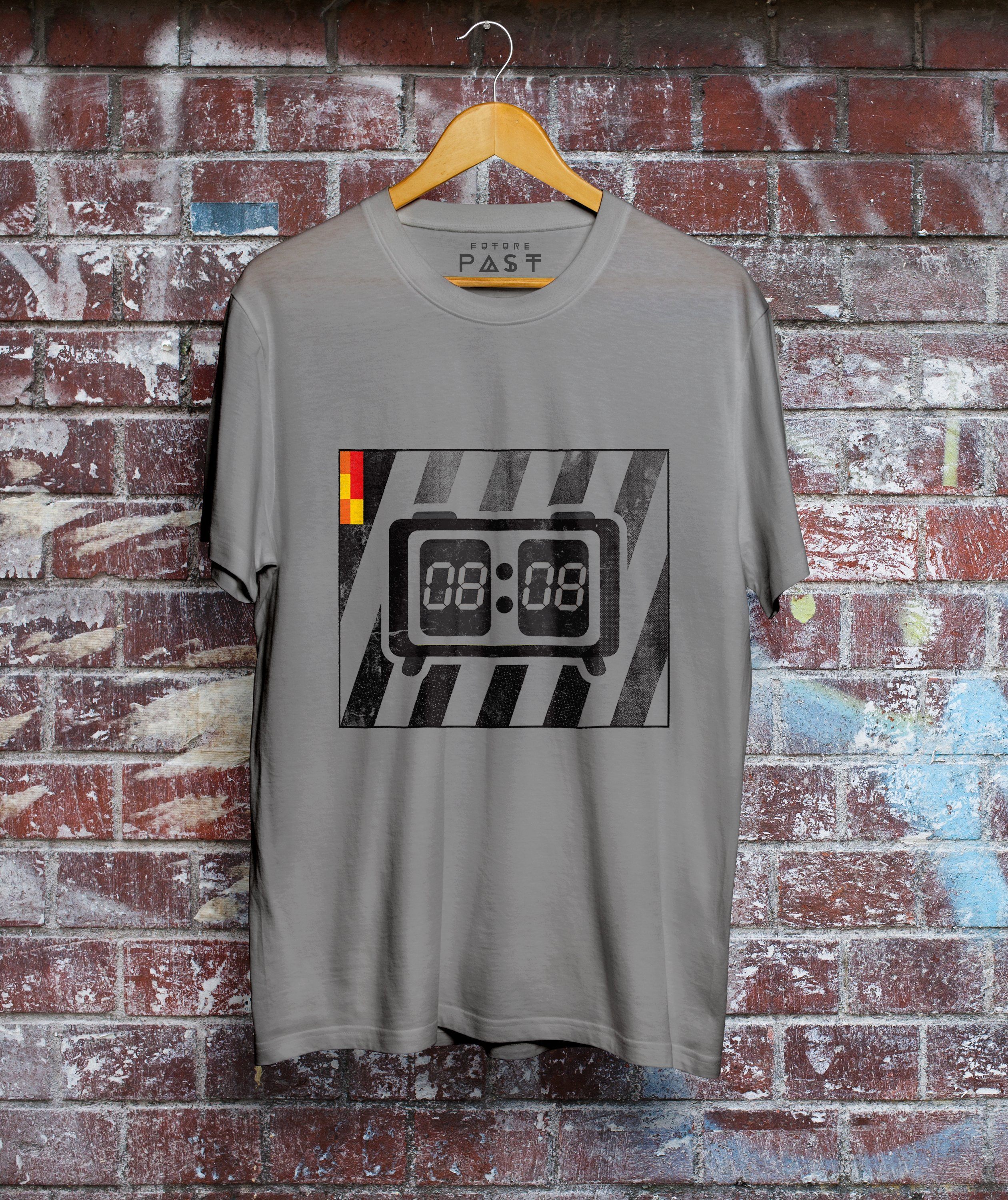 808 LCD Clock T-Shirt / Grey-Future Past-Essential Republik