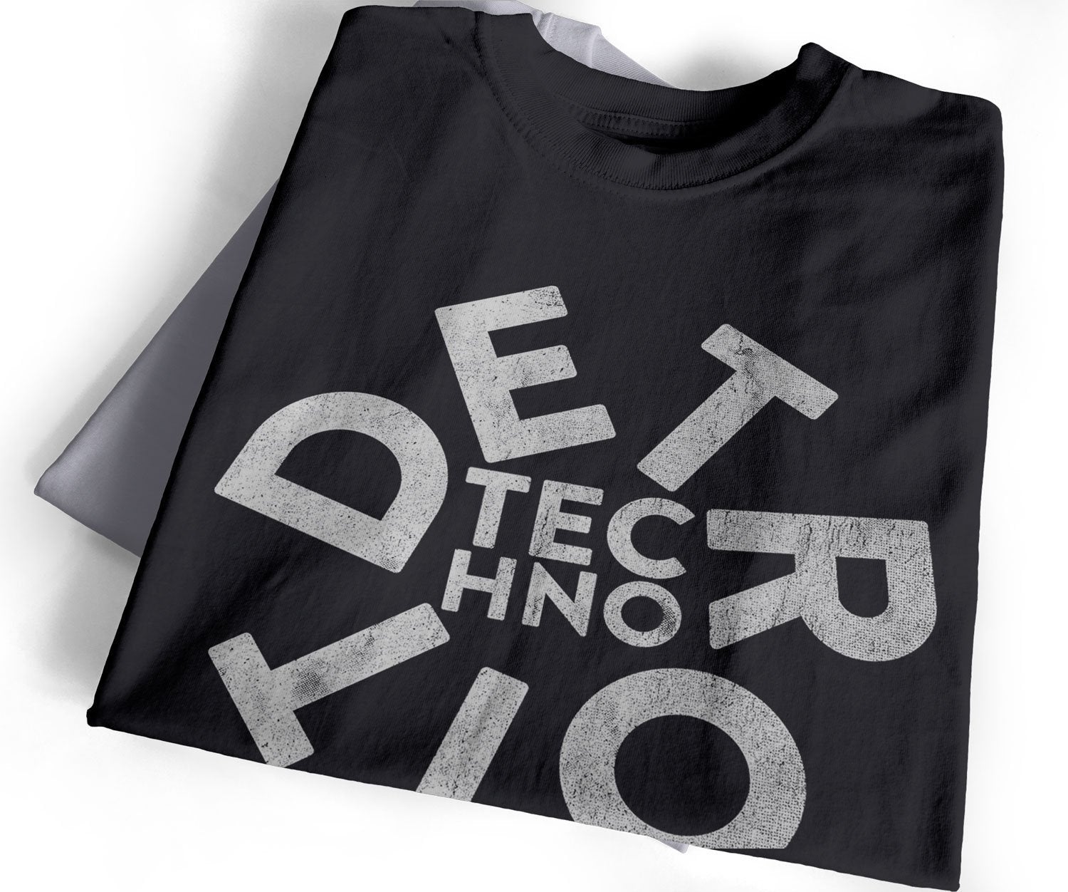Distressed Detroit Techno T-Shirt / Black-Future Past-Essential Republik