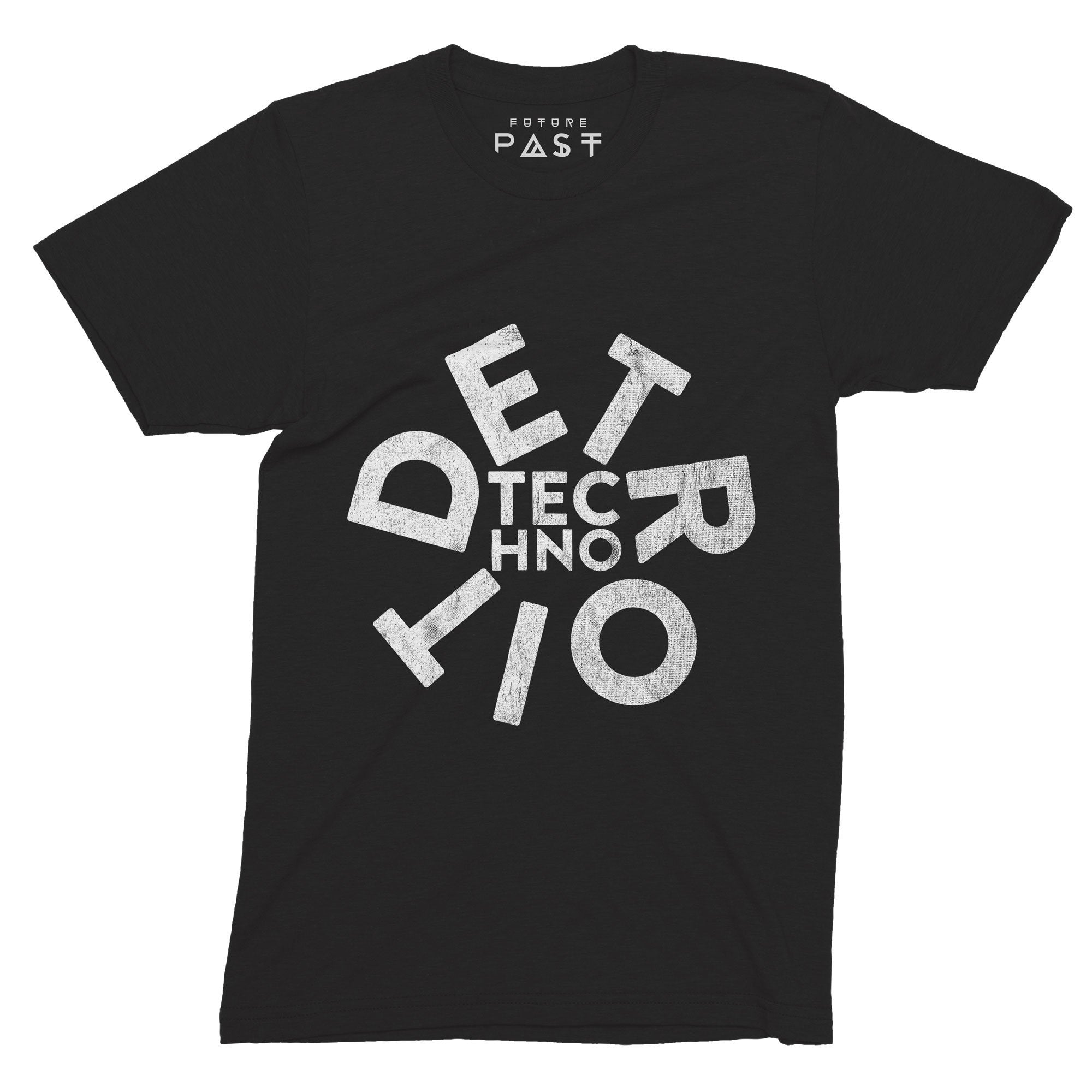 Distressed Detroit Techno T-Shirt / Black-Future Past-Essential Republik