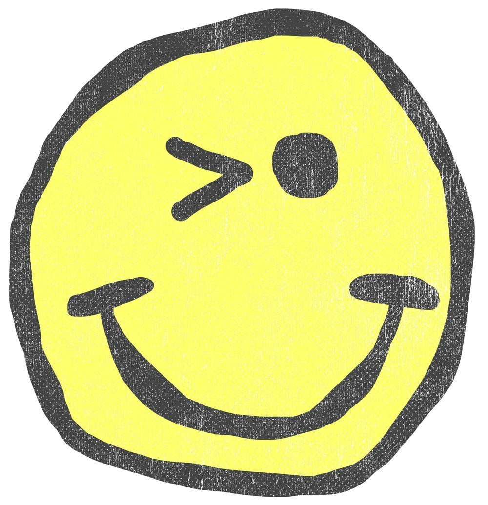 Winking Smiler Loves Acid House T-Shirt / White-Future Past-Essential Republik