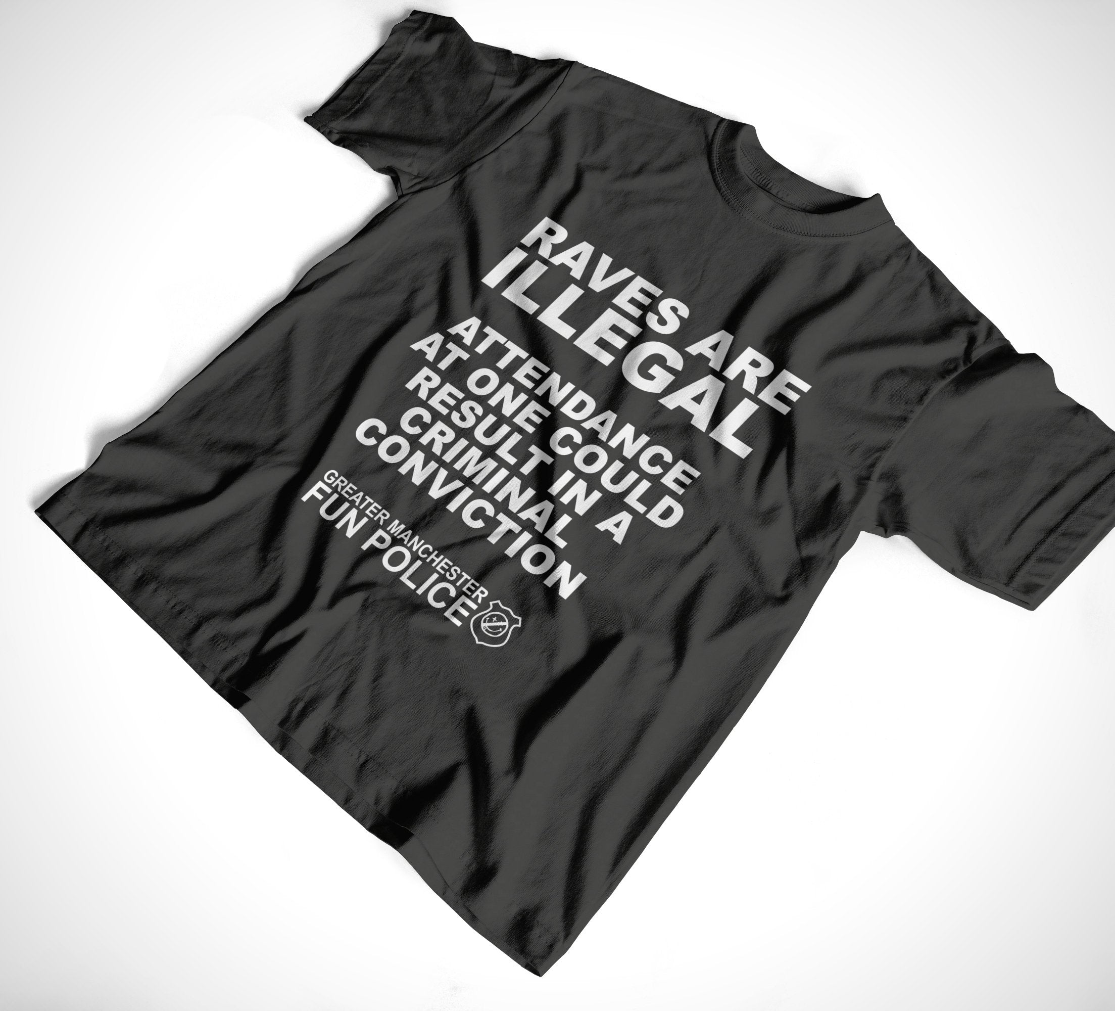Raves Are Illegal T-Shirt / Black-Future Past-Essential Republik