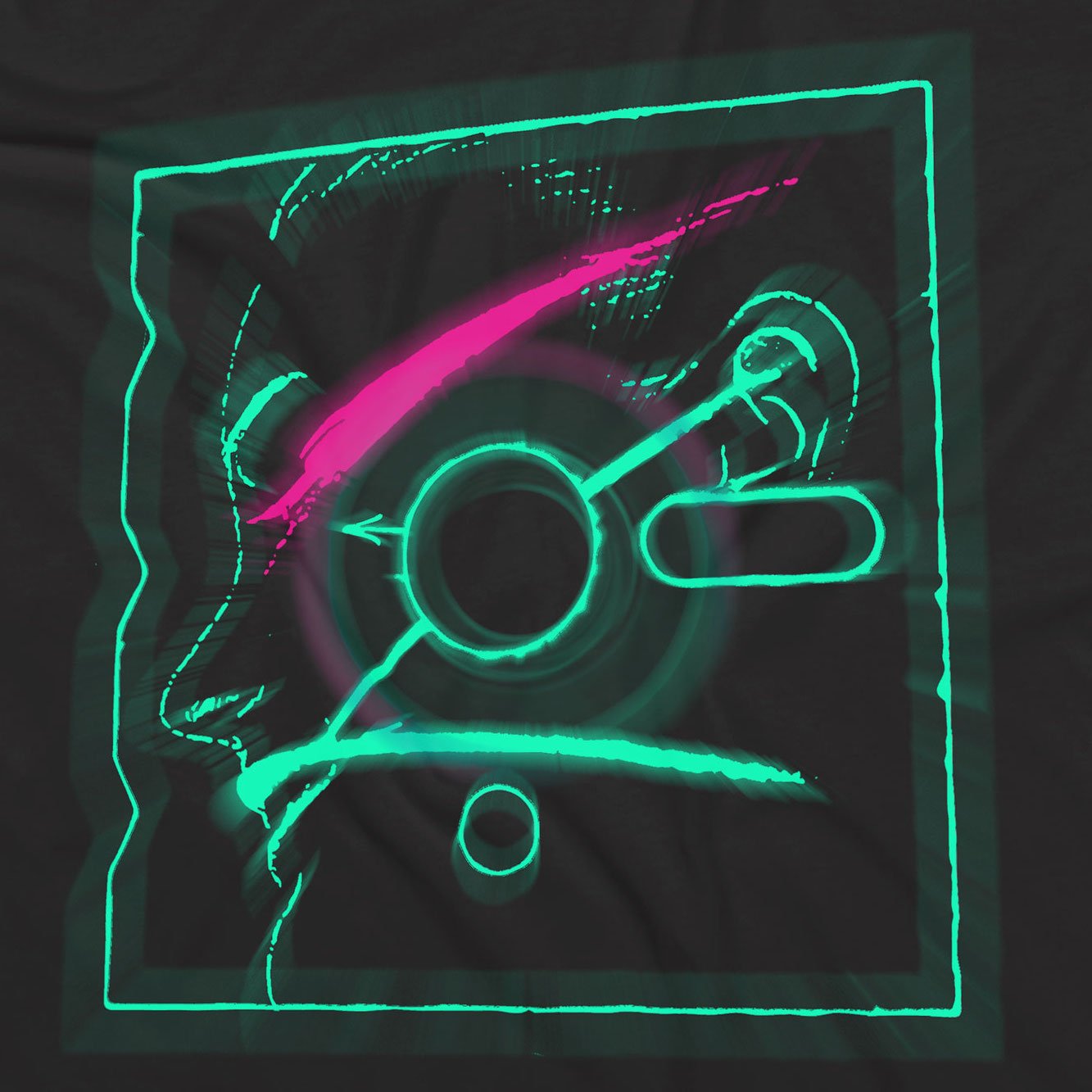 Lady In The Floppy Disc T-Shirt / Black-Future Past-Essential Republik