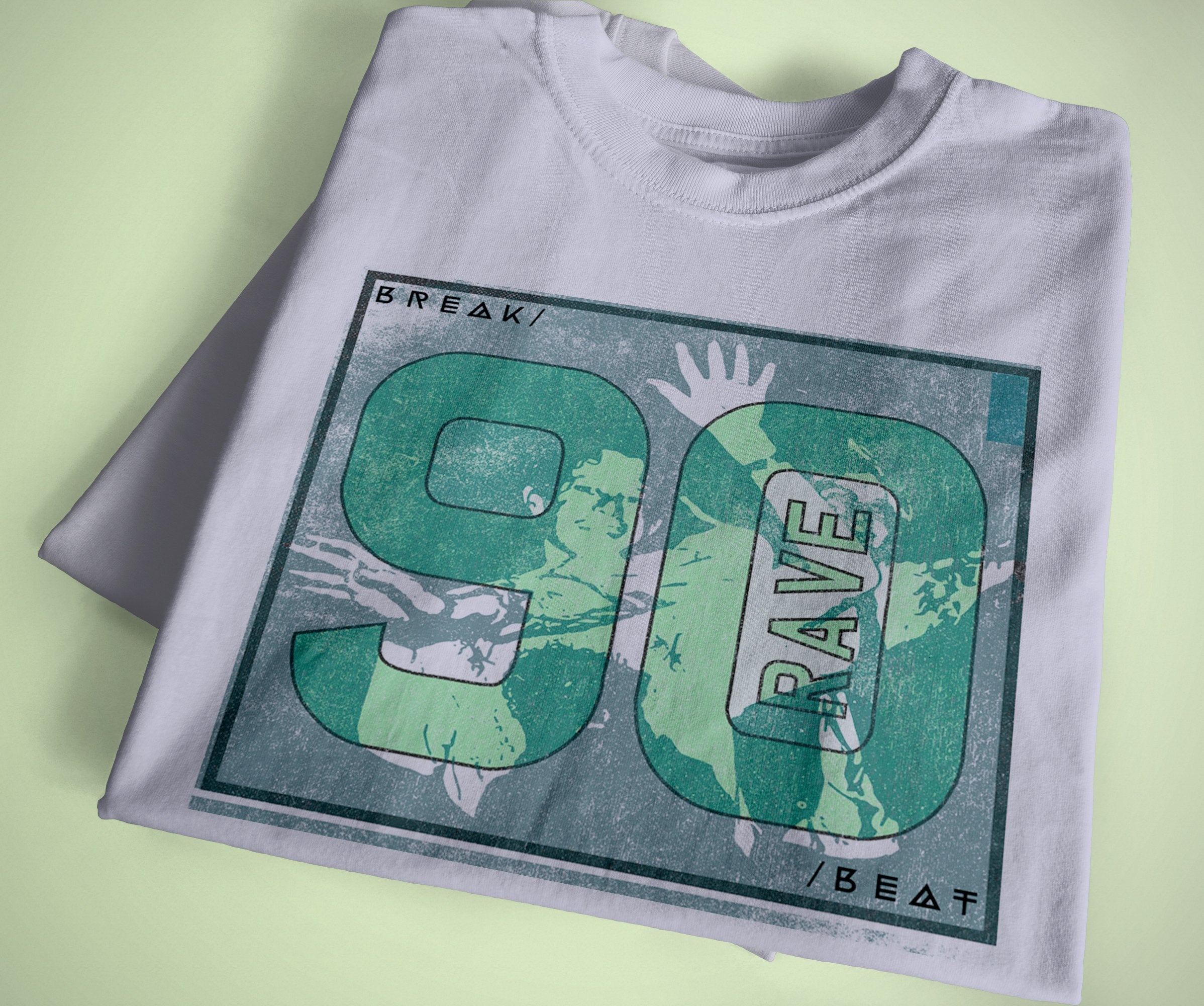 Rave 90 Break Beat T-Shirt / White-Future Past-Essential Republik