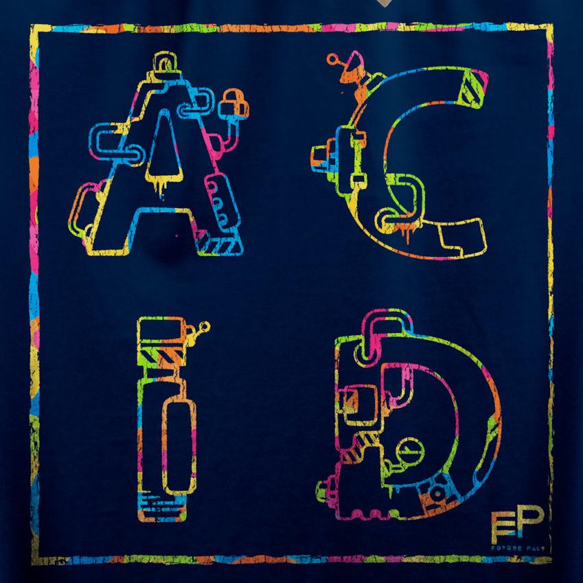 Acid House Letters T-Shirt / Navy-Future Past-Essential Republik