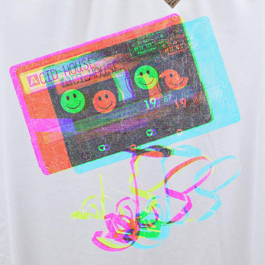 Acid House Glitch Mixtape T-Shirt / White-Future Past-Essential Republik