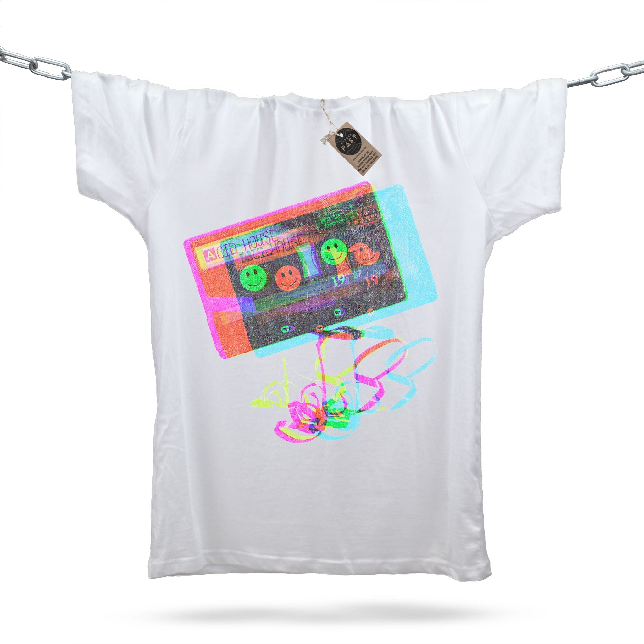 Acid House Glitch Mixtape T-Shirt / White-Future Past-Essential Republik