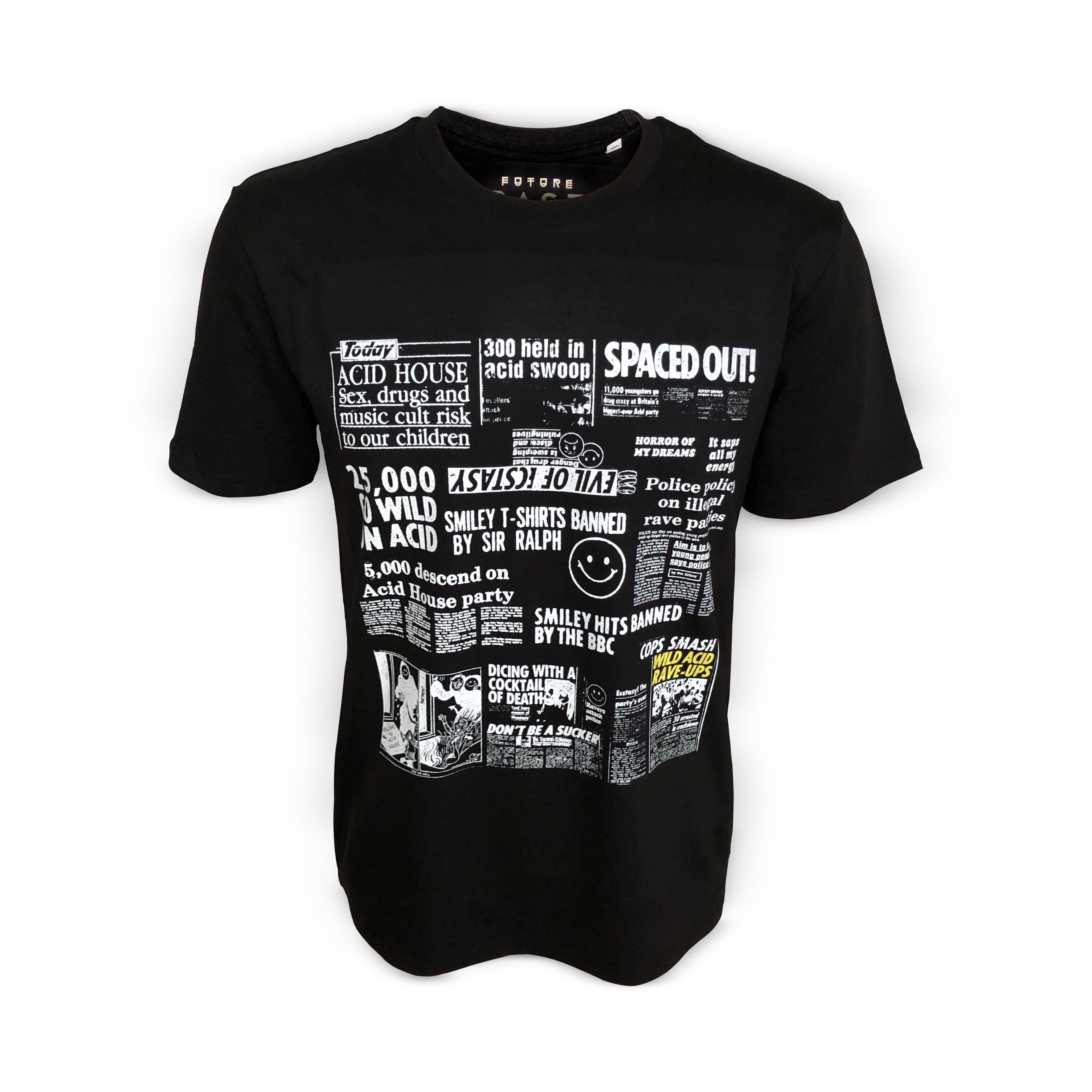 Acid House Headline Hysteria T-Shirt / Black-Future Past-Essential Republik