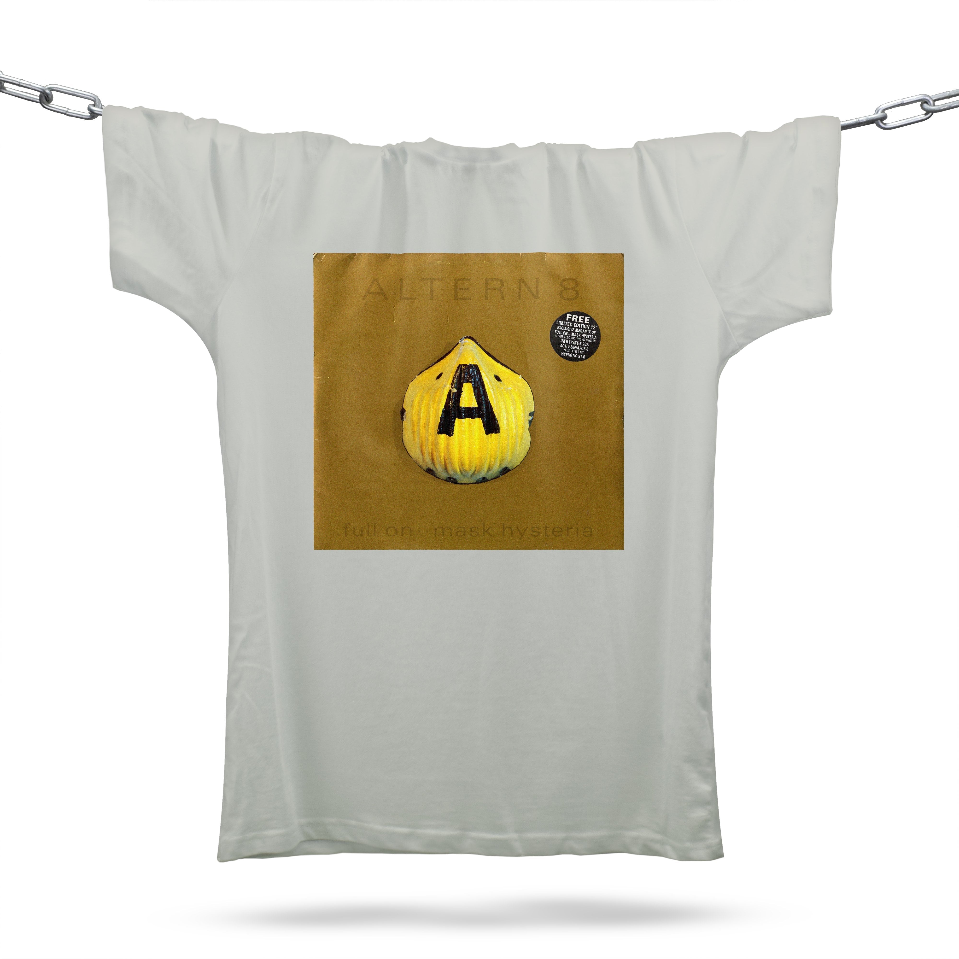 Official Altern-8 Full On...Mask Hysteria T-Shirt / Grey-Future Past-Essential Republik