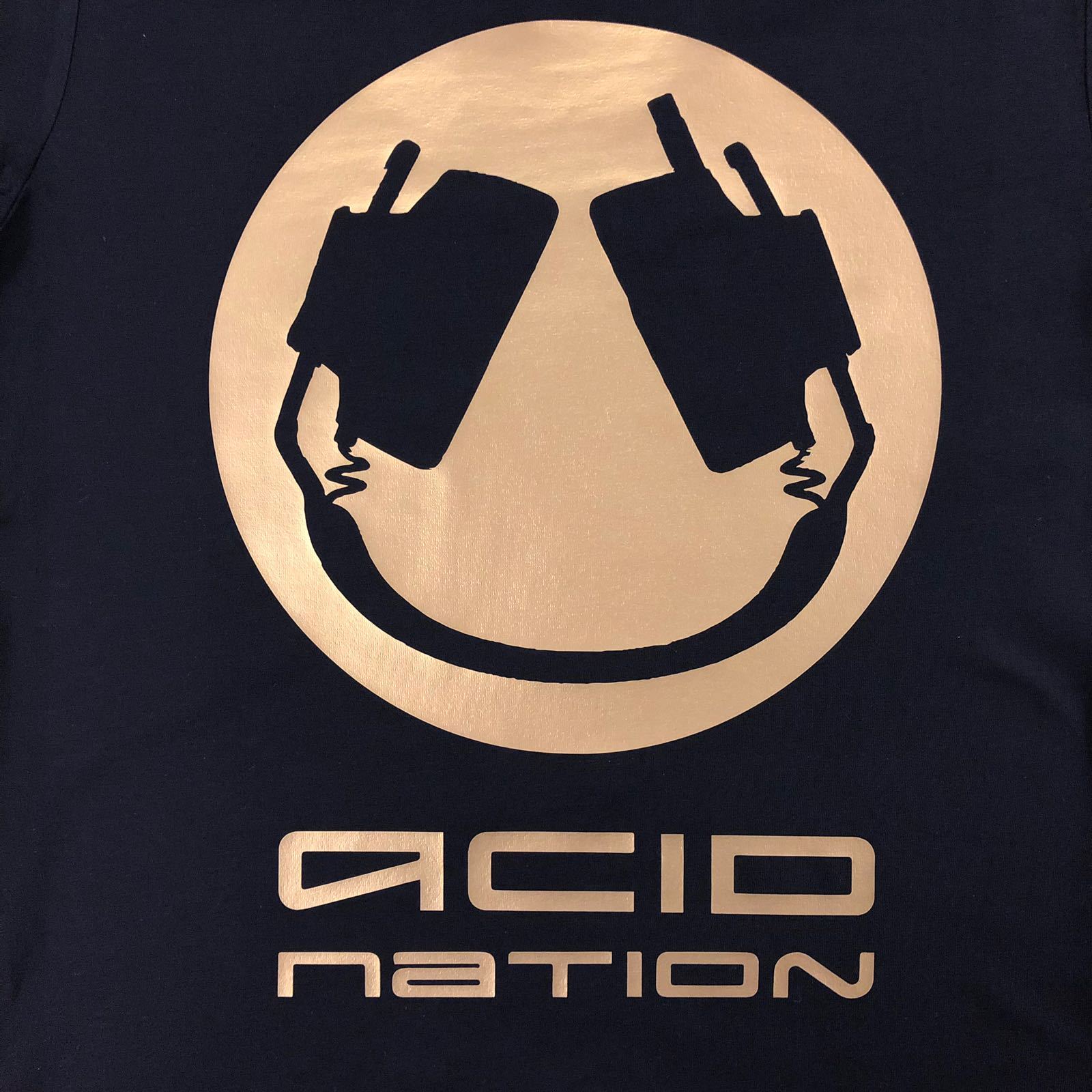 Gold Headphone Smiler T-Shirt / Black-Future Past-Essential Republik