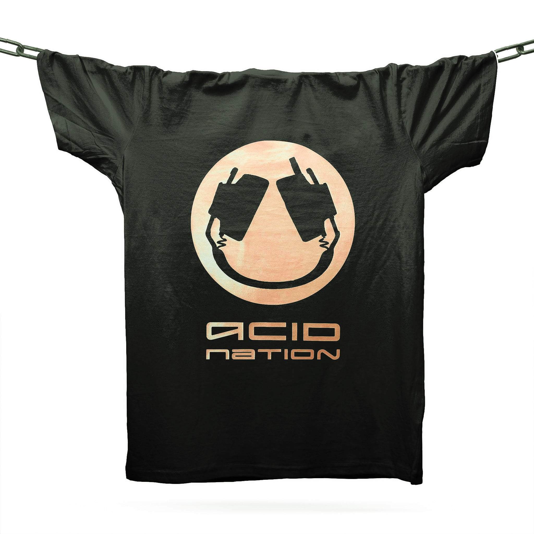 Gold Headphone Smiler T-Shirt / Black-Future Past-Essential Republik