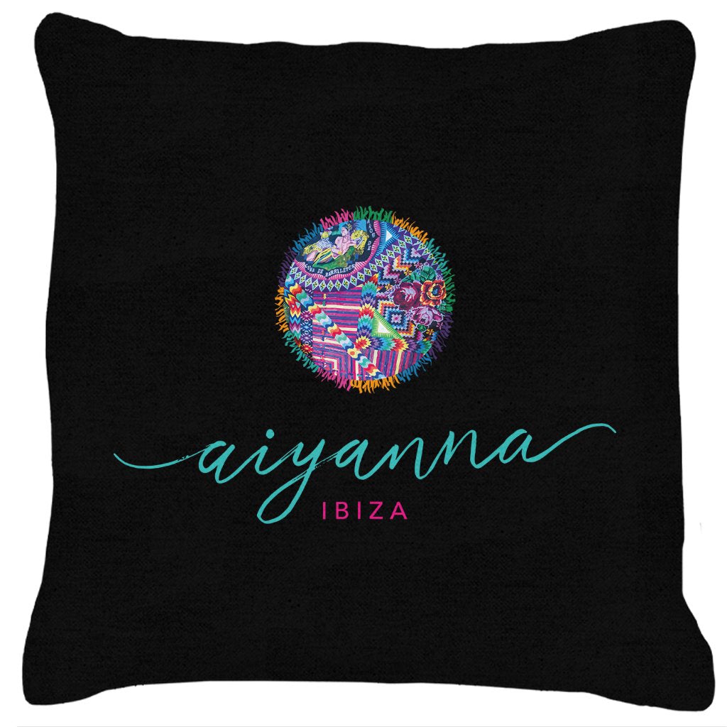 Aiyanna Ibiza Turquoise Logo Cushion-Aiyanna-Essential Republik