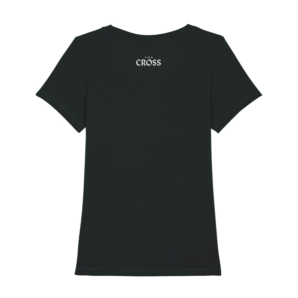 The Cross White Text Rear Neck Print Women's Iconic Fitted T-Shirt-The Cross-Essential Republik