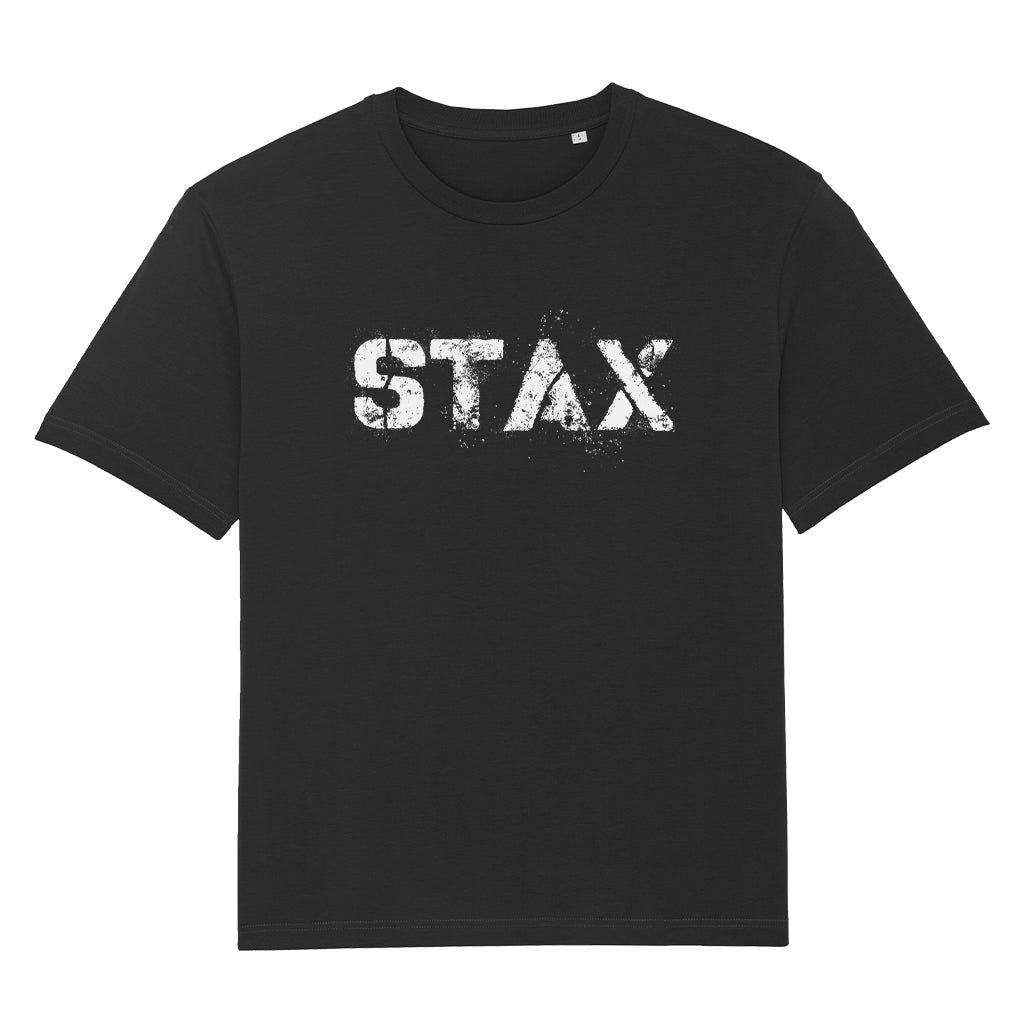 STAX White Stencil Logo Unisex Relaxed T-Shirt-Danny Tenaglia-Essential Republik