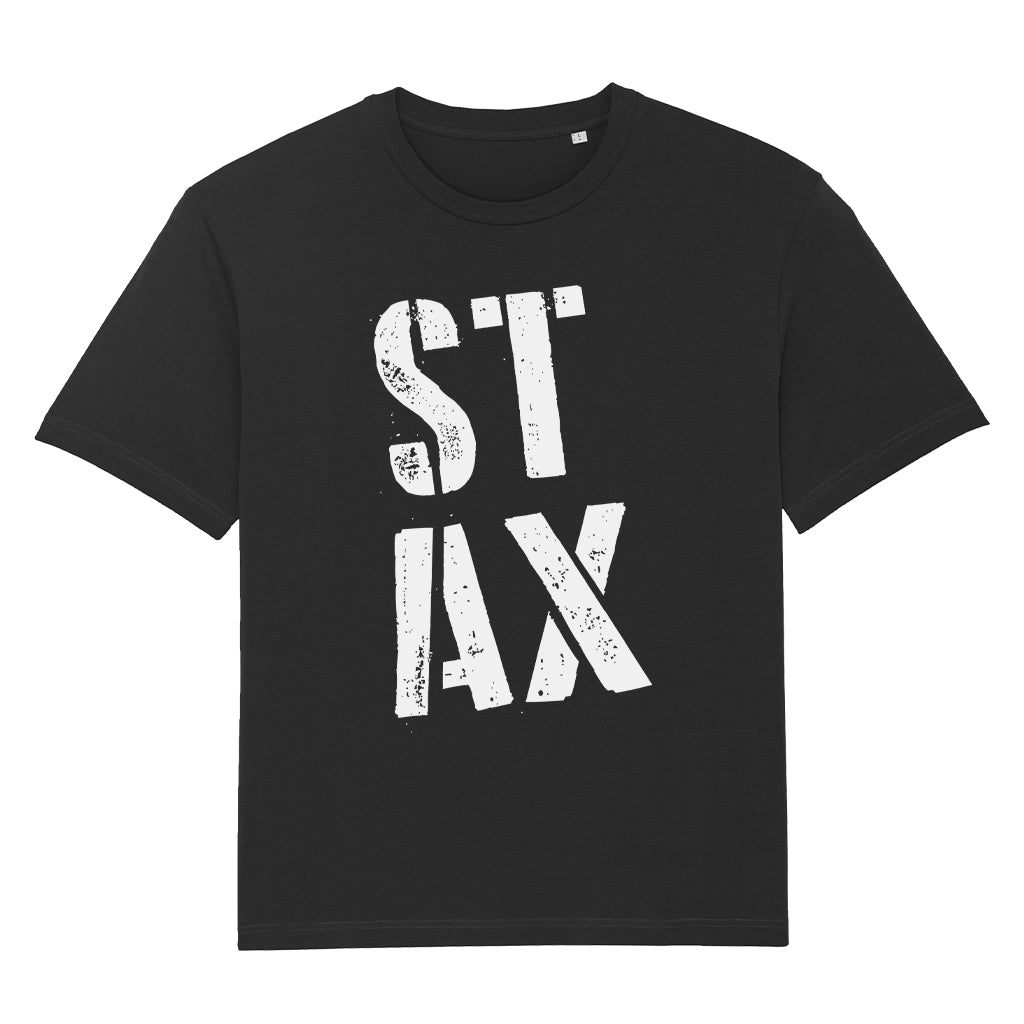 STAX Stacked White Logo Unisex Relaxed T-Shirt-Danny Tenaglia-Essential Republik
