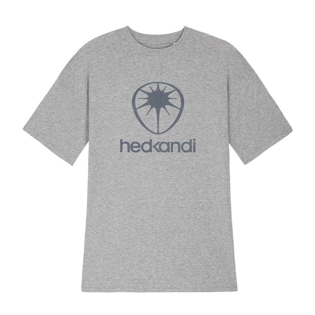 Hedkandi Dark Grey Distressed Modern Logo Women's Oversized T-Shirt Dress-Hedkandi-Essential Republik