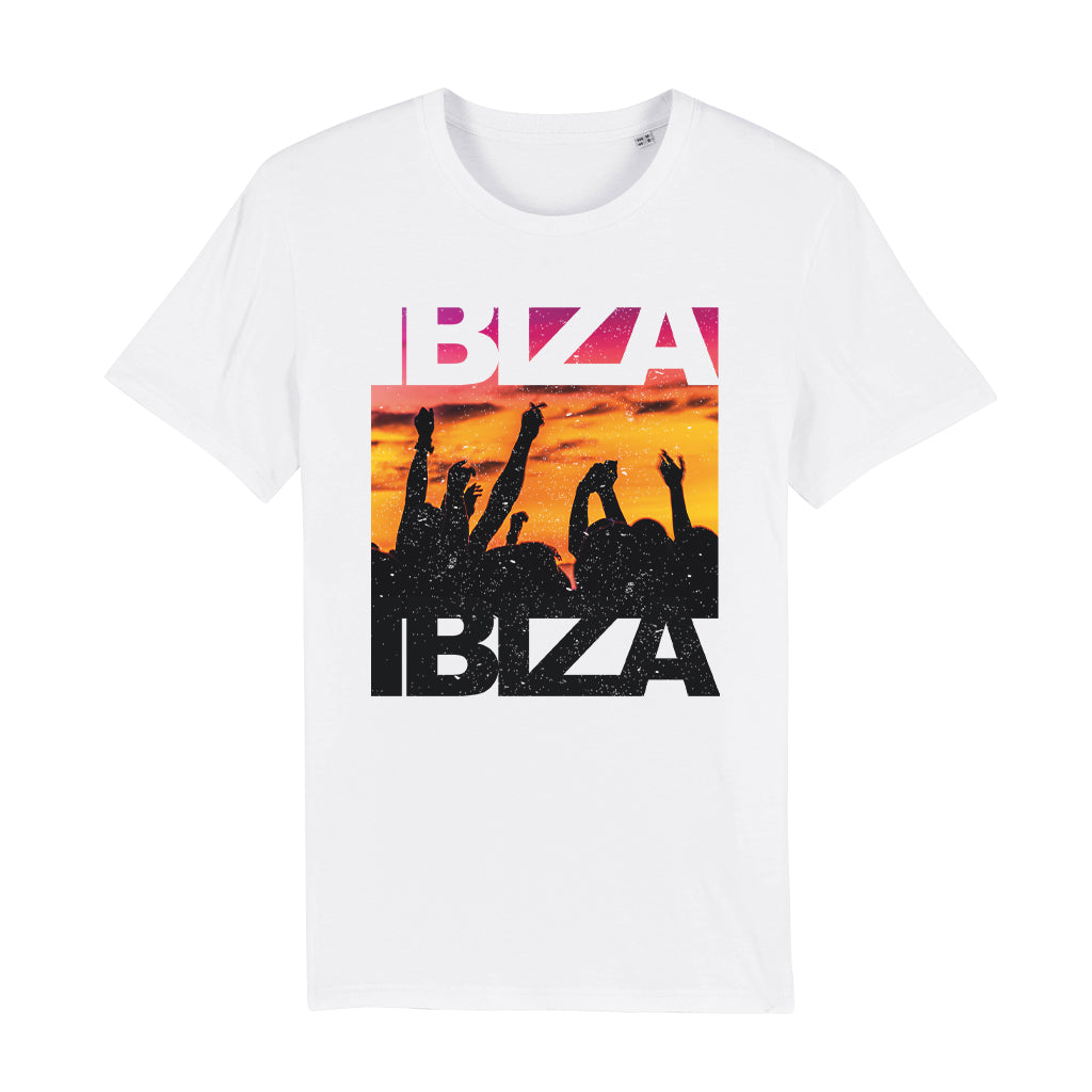 Ibiza Dancing At Sunset Unisex Organic T-Shirt-White Isle-Essential Republik
