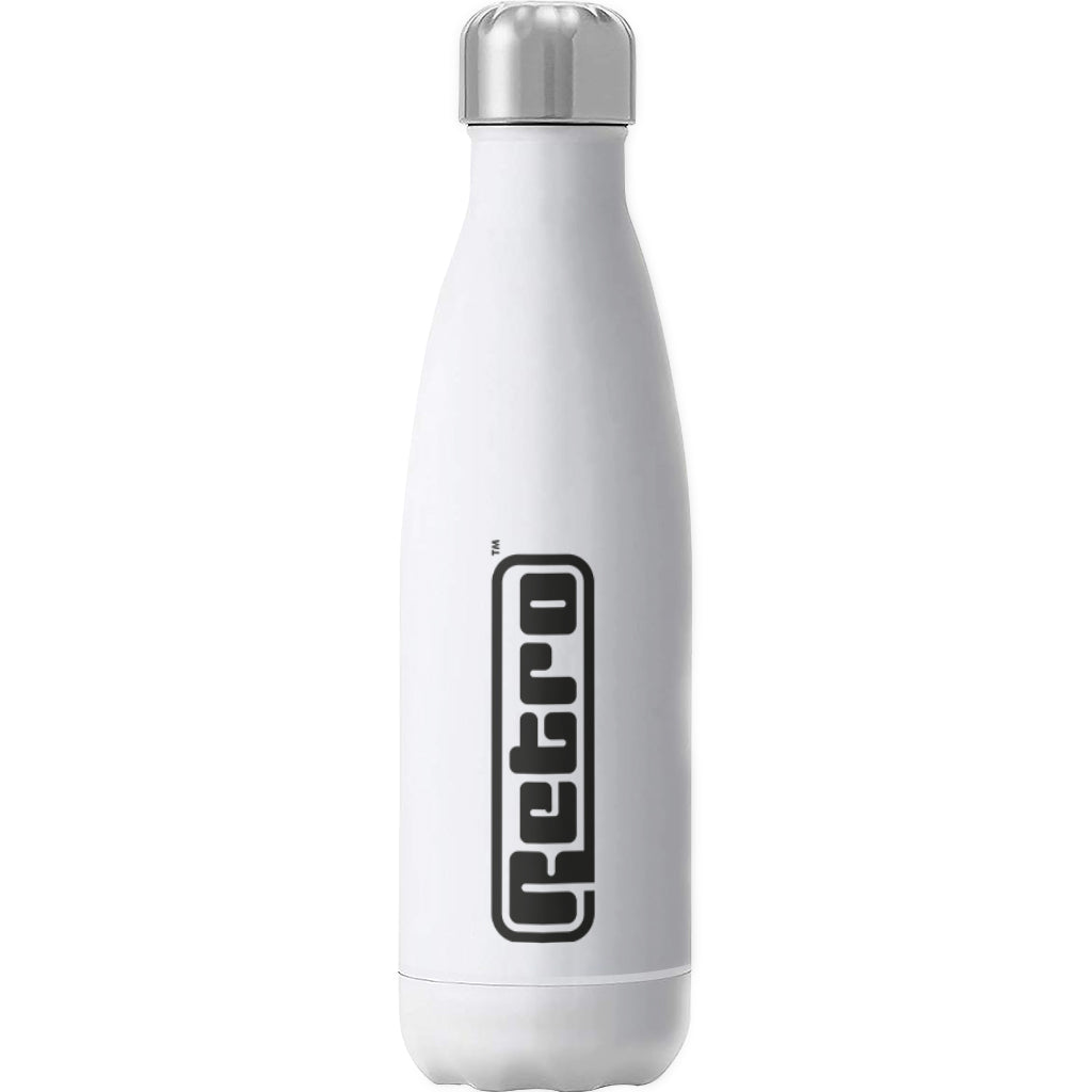Black Vertical Retro Logo Insulated Stainless Steel Water Bottle-Retro-Essential Republik