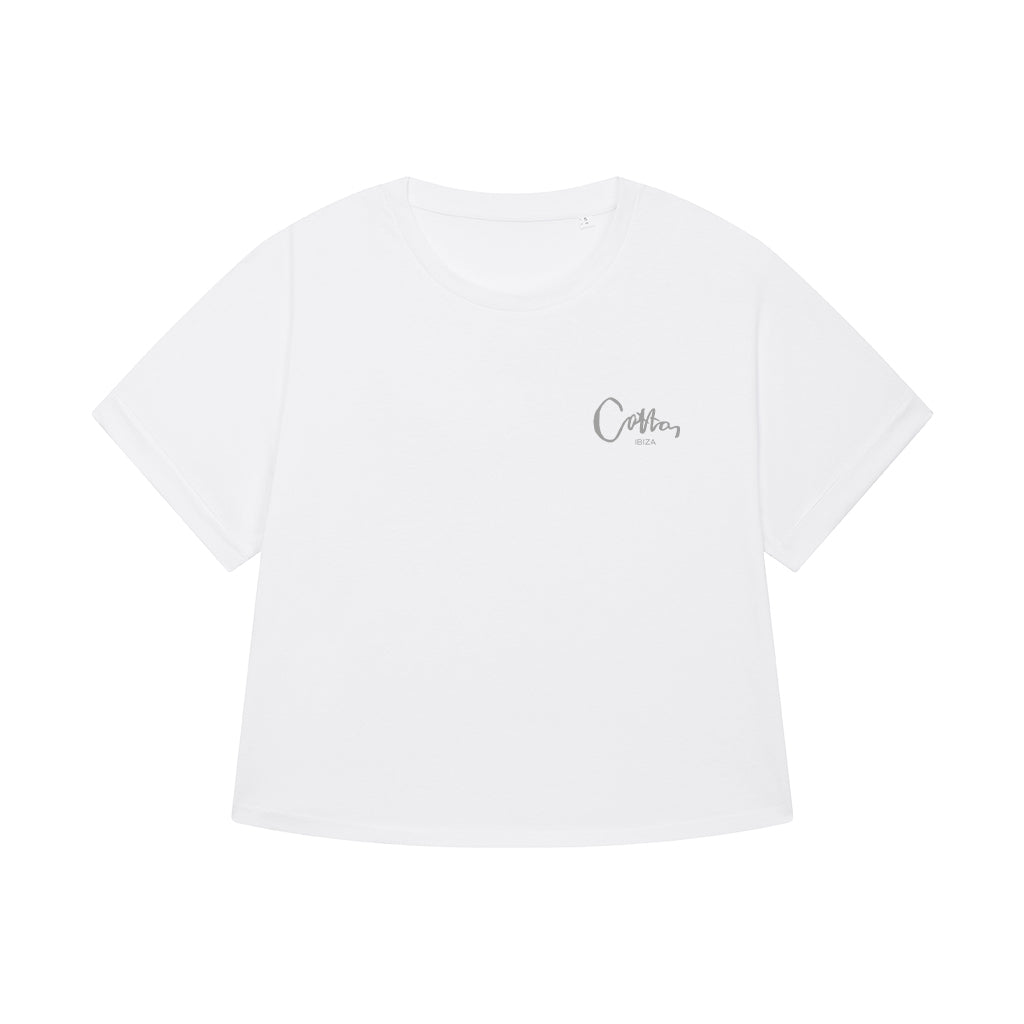 Cotton Ibiza Grey Text Women's Stella Oversized T-Shirt-Cotton Lifestyle-Essential Republik