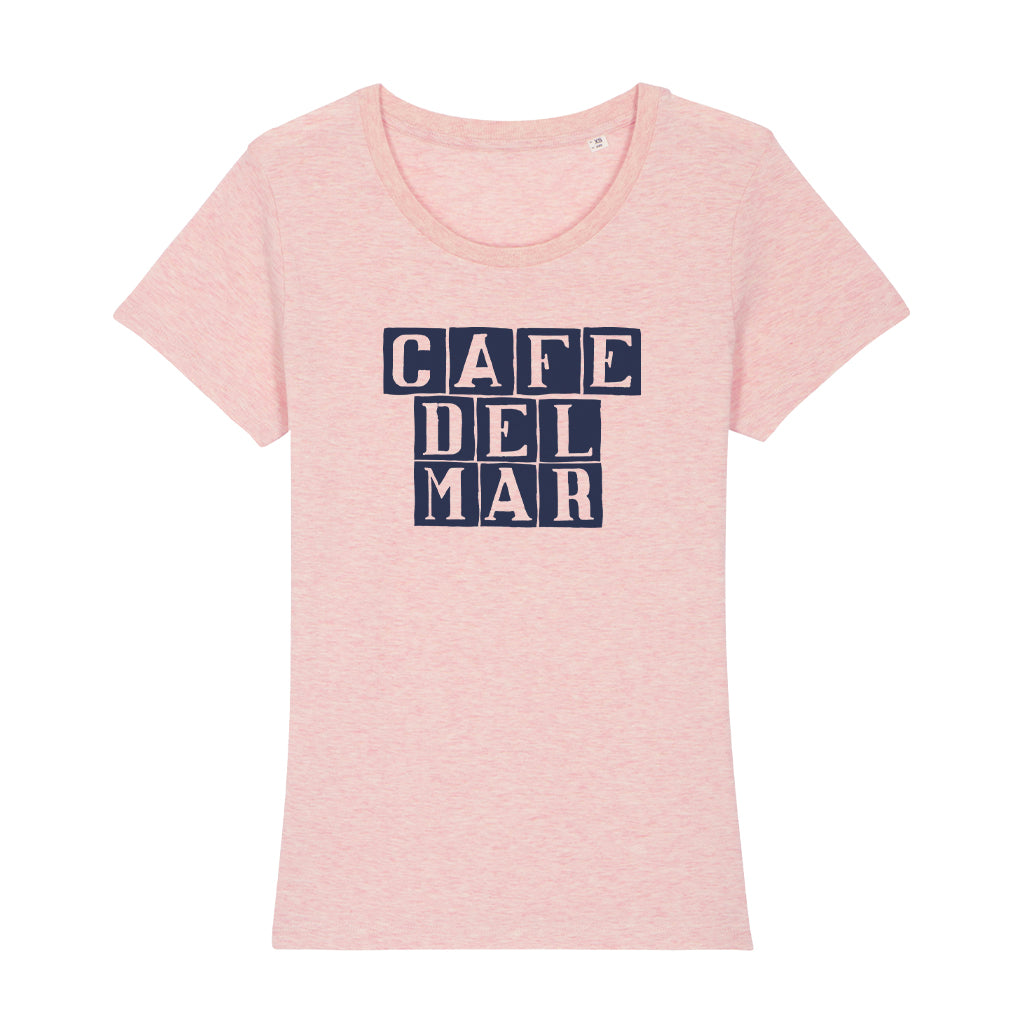 Café del Mar Blue Tile Logo Women's Iconic Fitted T-Shirt-Café del Mar-Essential Republik