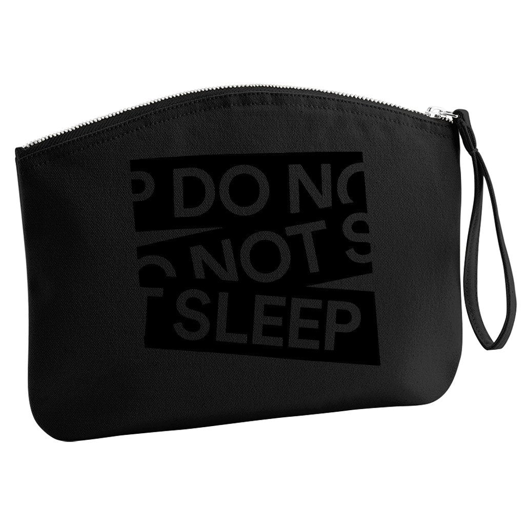 Do Not Sleep Black Tape Vinyl Print Logo Organic Cotton Canvas Wristlet Zip Pouch-Do Not Sleep-Essential Republik