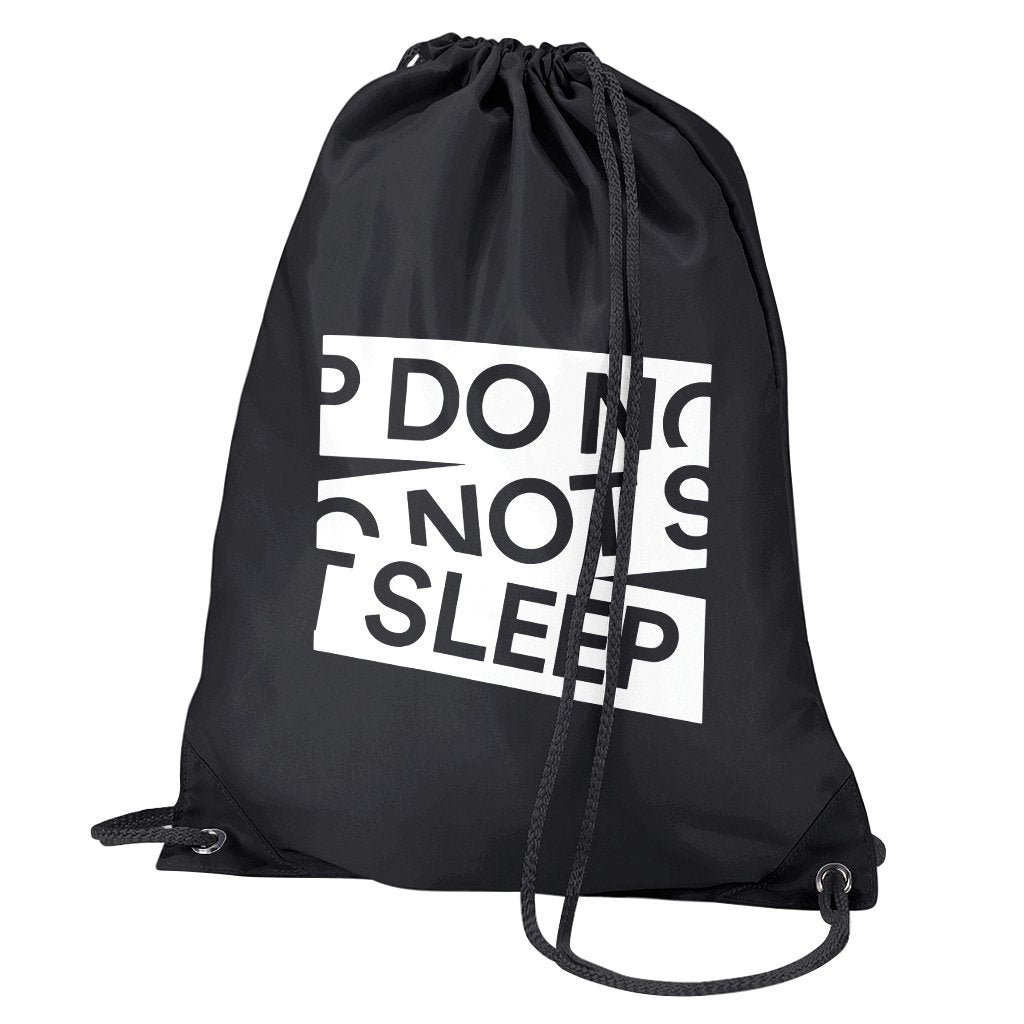 Do Not Sleep White Tape Vinyl Print Logo Water Resistant Sports Gymsac Drawstring Day Bag-Do Not Sleep-Essential Republik