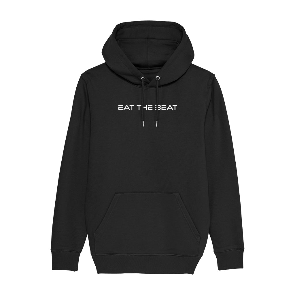 Eat The Beat Single Line White Logo Front And Back Print Unisex Cruiser Iconic Hoodie-Eat The Beat-Essential Republik