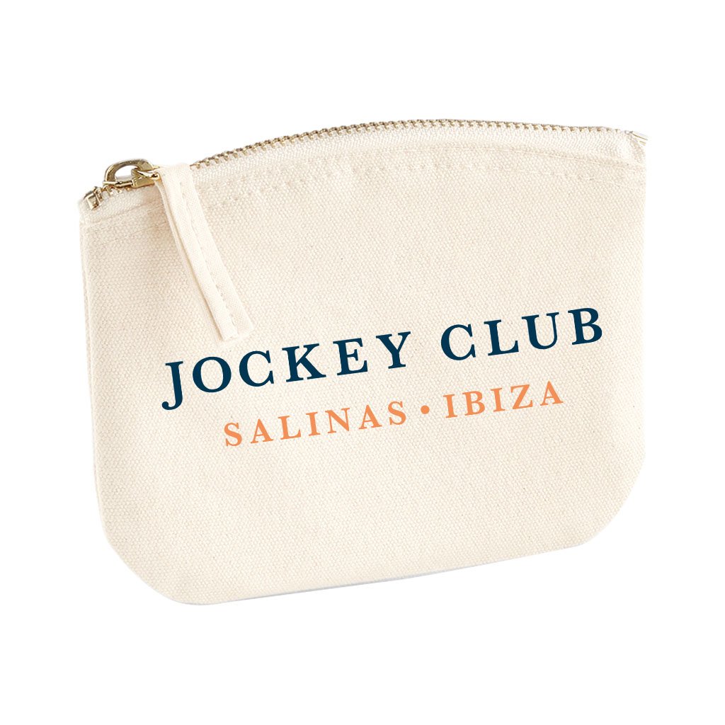 Jockey Club Salinas Ibiza Blue Text Organic Cotton Canvas Zip Purse-Jockey Club-Essential Republik