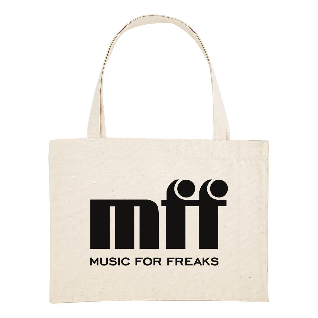 Music For Freaks Black Logo Natural Woven Shopping Bag-Music For Freaks-Essential Republik