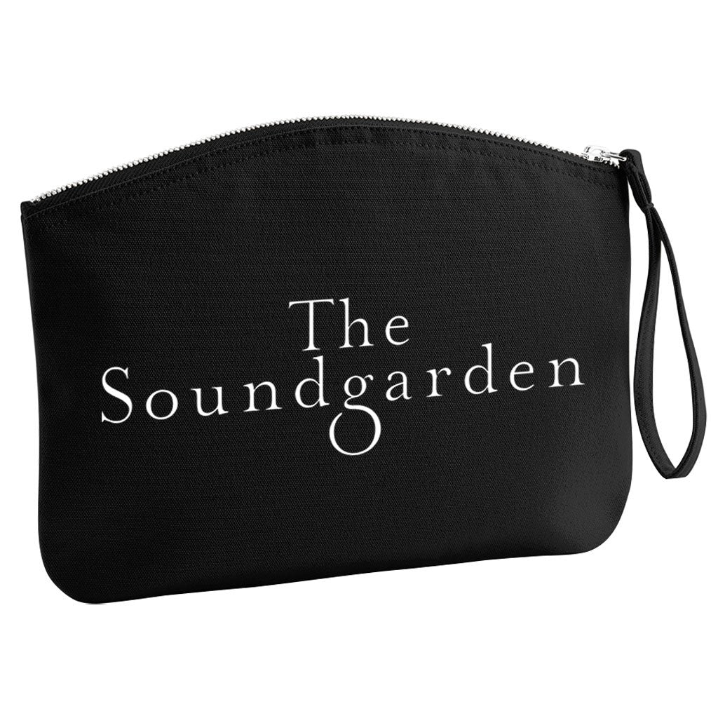 The Soundgarden Two Line White Logo Organic Cotton Canvas Wristlet Zip Pouch-The Soundgarden-Essential Republik