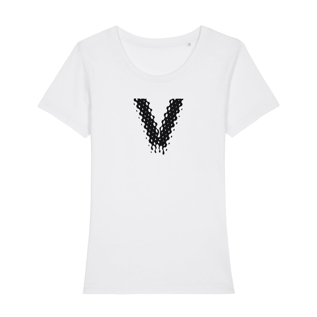 Venus Black V Logo Front And Back Print Women's Iconic Fitted T-Shirt-Venus-Essential Republik