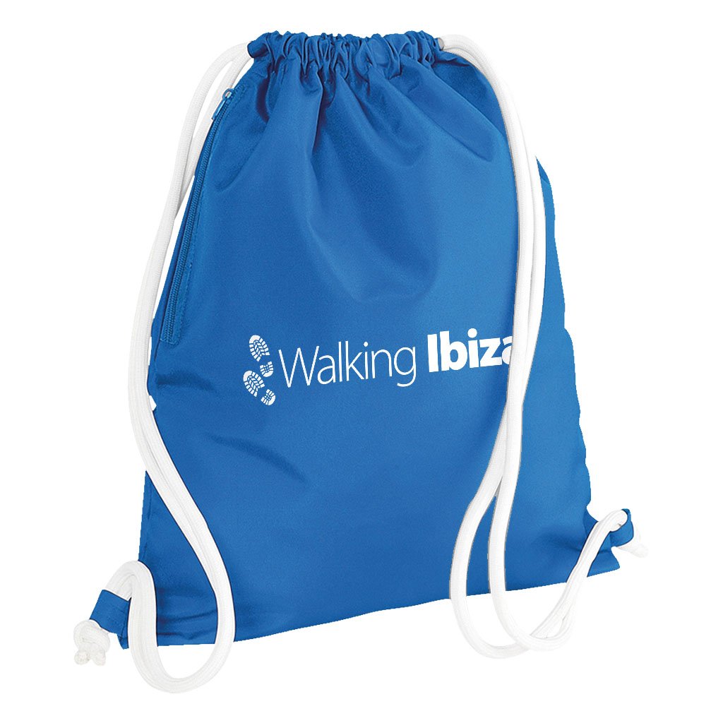 Walking Ibiza White Logo Icon Gymsac Drawstring Day Bag with Zip Pocket-Walking Ibiza-Essential Republik