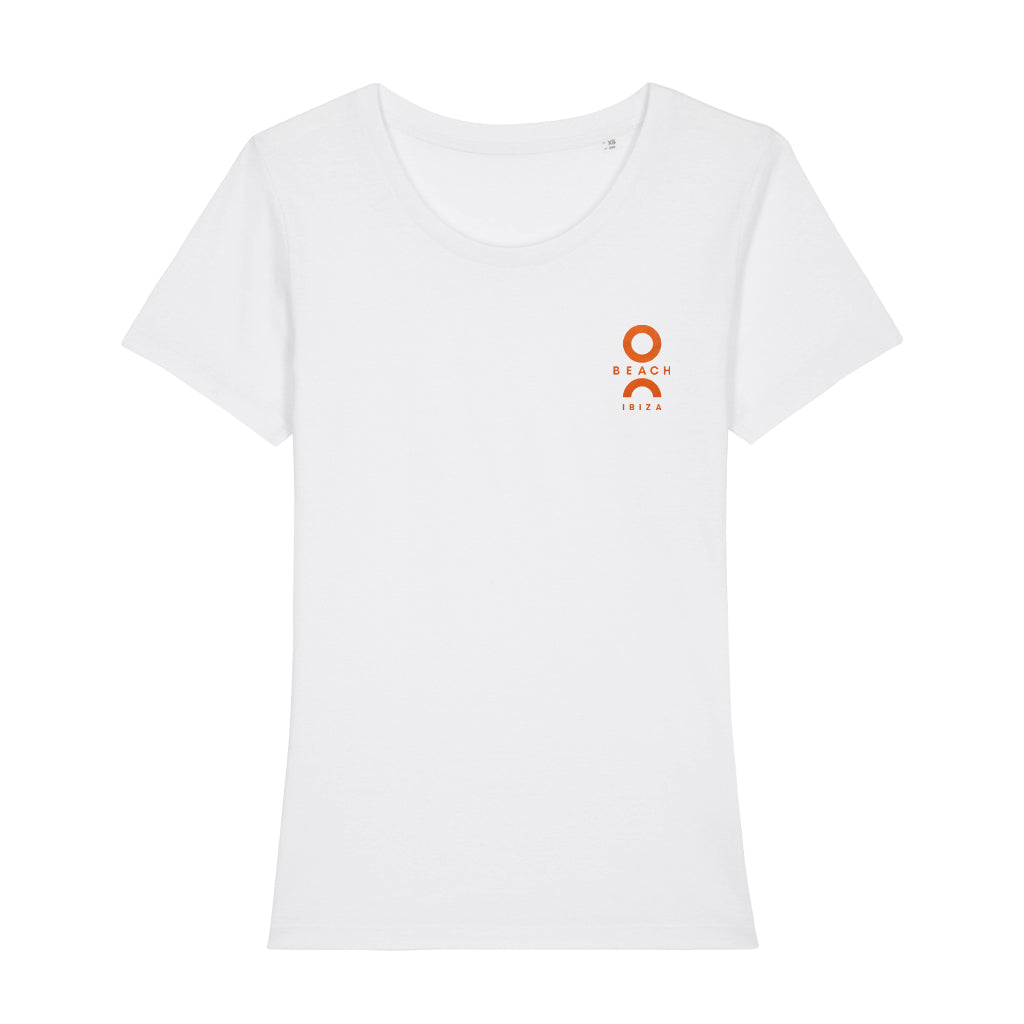 O Beach Orange Flock Logo Women's Iconic Fitted T-Shirt-O Beach-Essential Republik