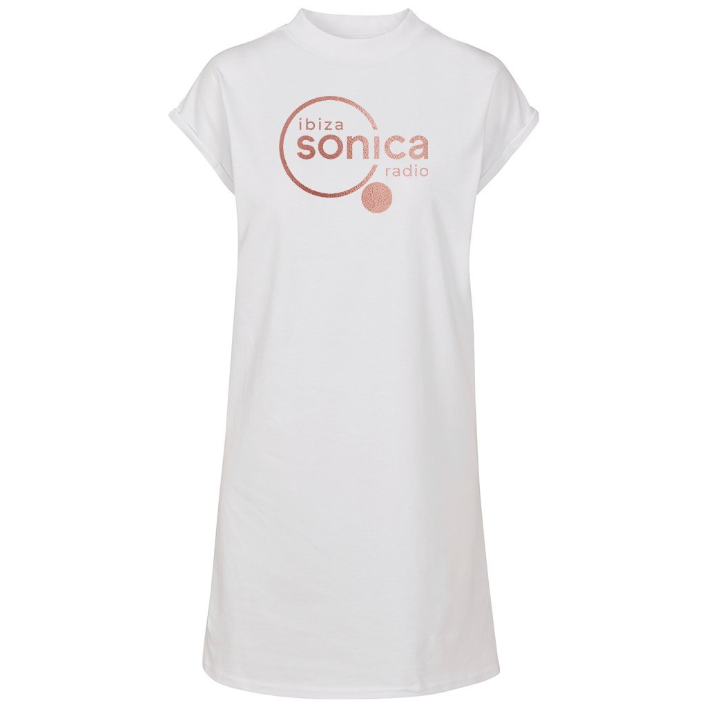 Sonica Metallic Rose Gold Logo Front And Back Print Women's Turtle Neck Dress-Sonica-Essential Republik