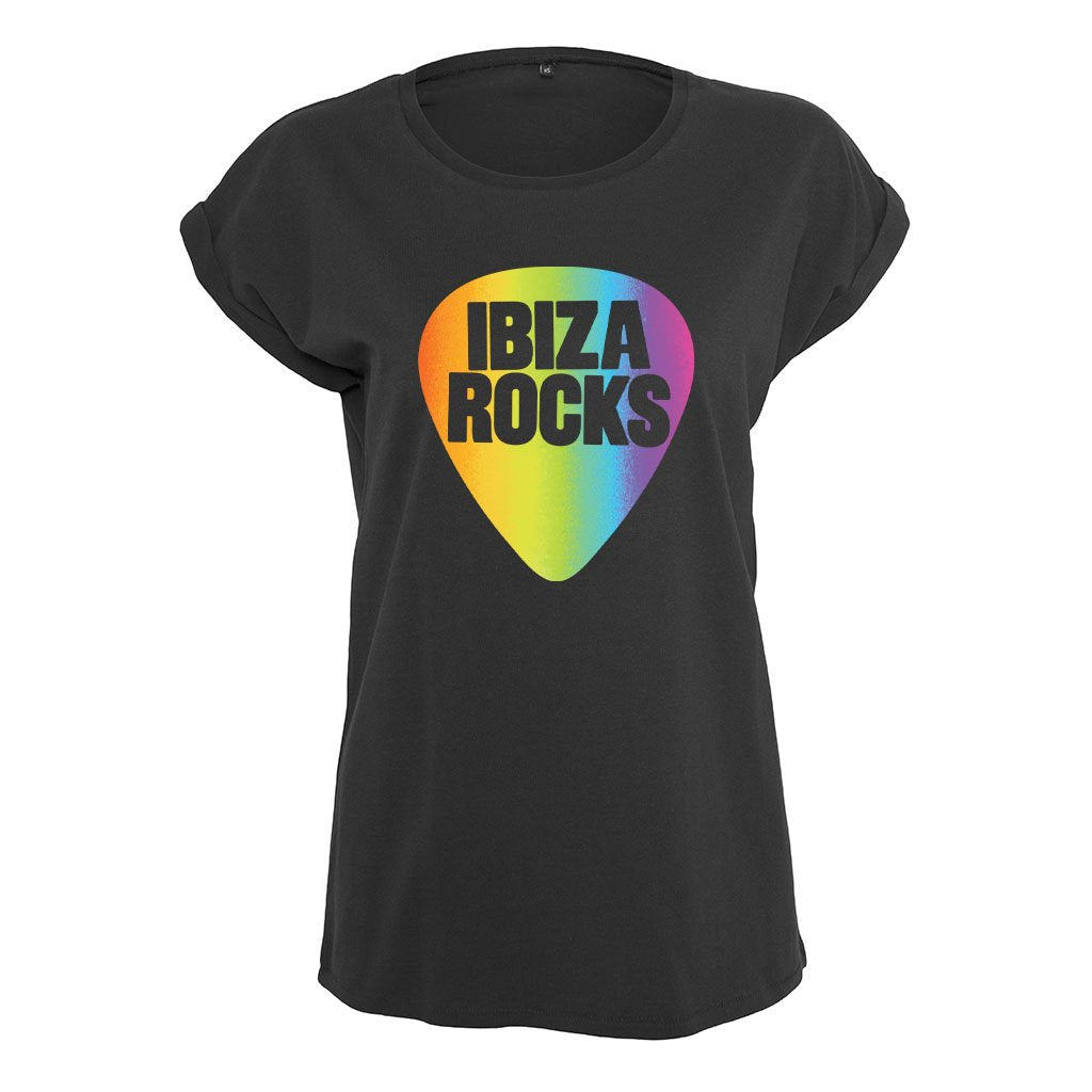 Ibiza Rocks Shimmer Rainbow Logo Women's Casual T-Shirt-Ibiza Rocks-Essential Republik