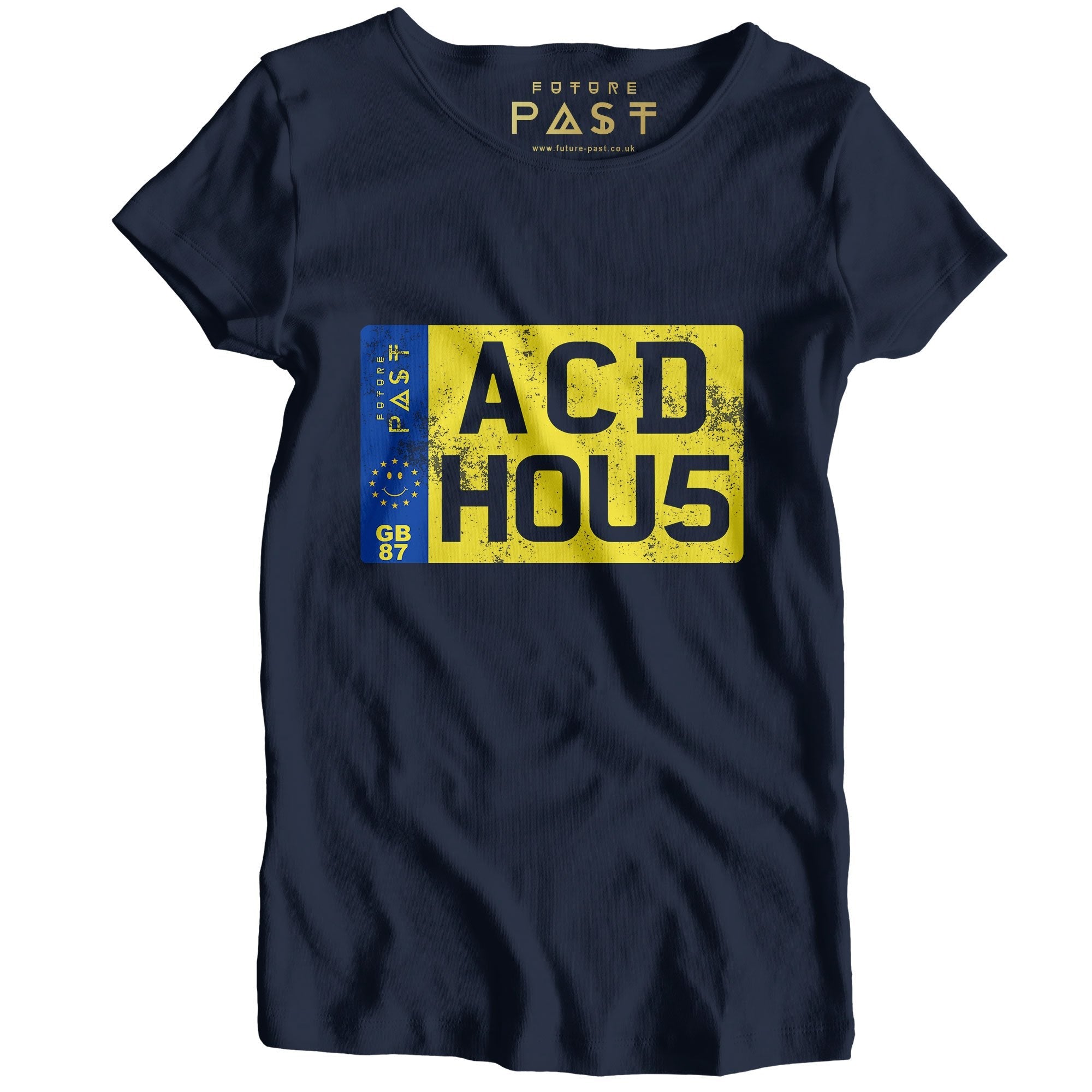 Acid House Vehicle Reg Women's T-Shirt / Navy-Future Past-Essential Republik