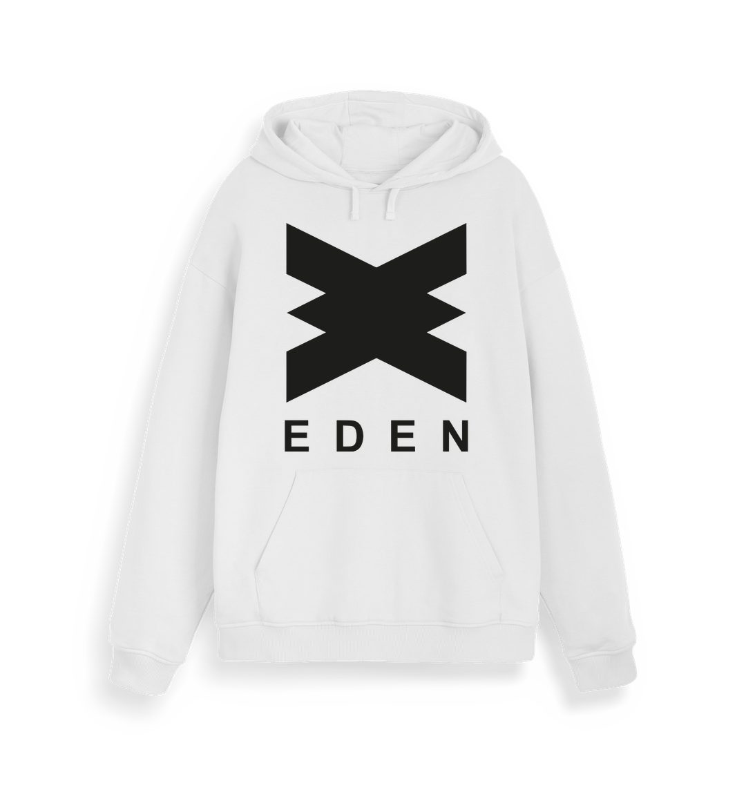 Eden Logo Print Unisex White Hoodie-Essential Republik-Essential Republik