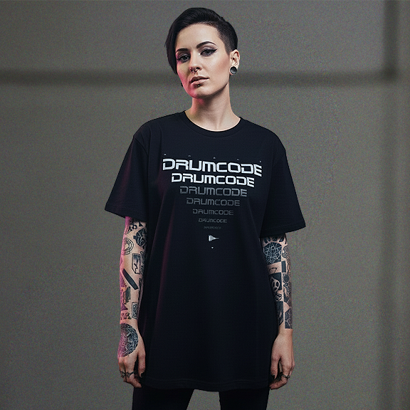 Drumcode fading print oversized unisex t shirt in black-Drumcode-Essential Republik