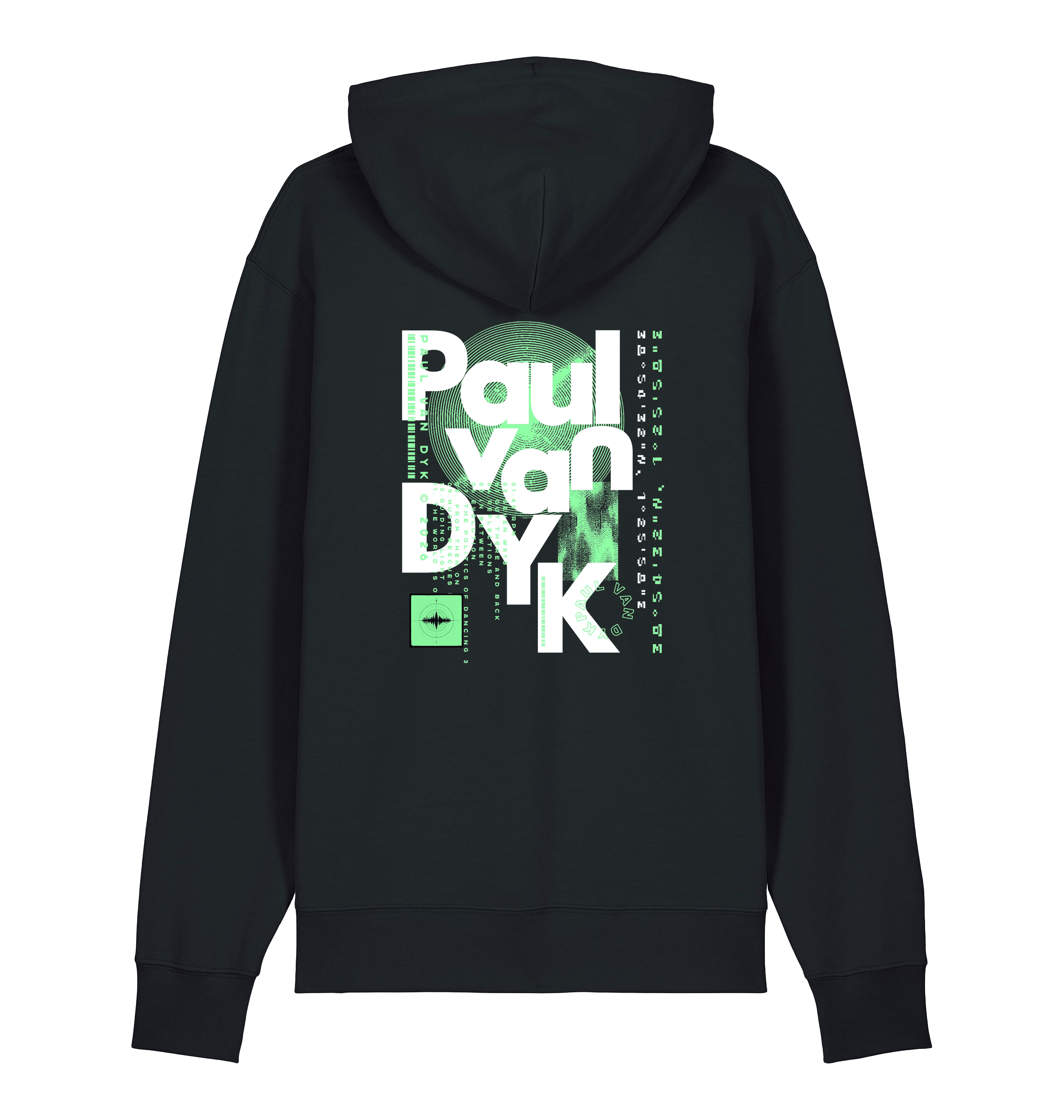Paul Van Dyk mixed text unisex hoodie in black-Essential Republik-Essential Republik