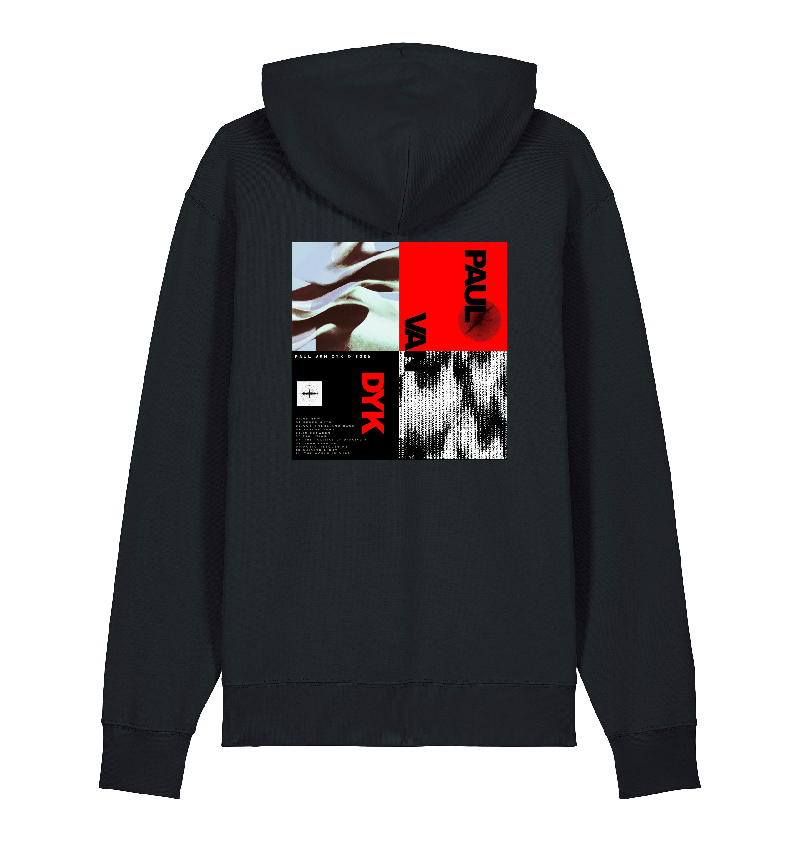 Paul Van Dyk photo red block unisex hoodie in black-Essential Republik-Essential Republik